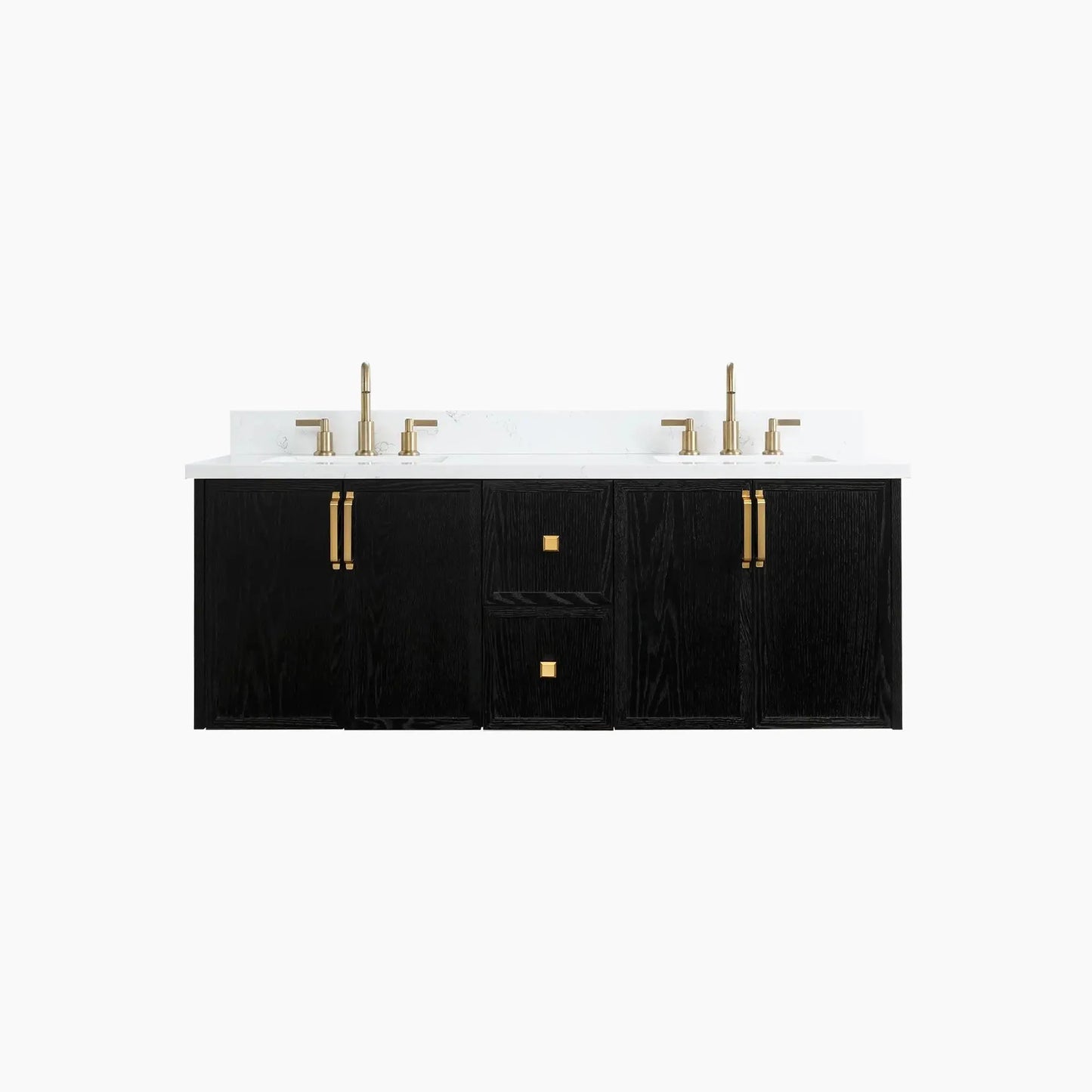 Cape Breton SLIM 60" Wall Mount Blackened Oak Bathroom Vanity, Double Sink Teodor Bathroom Vanity Canada