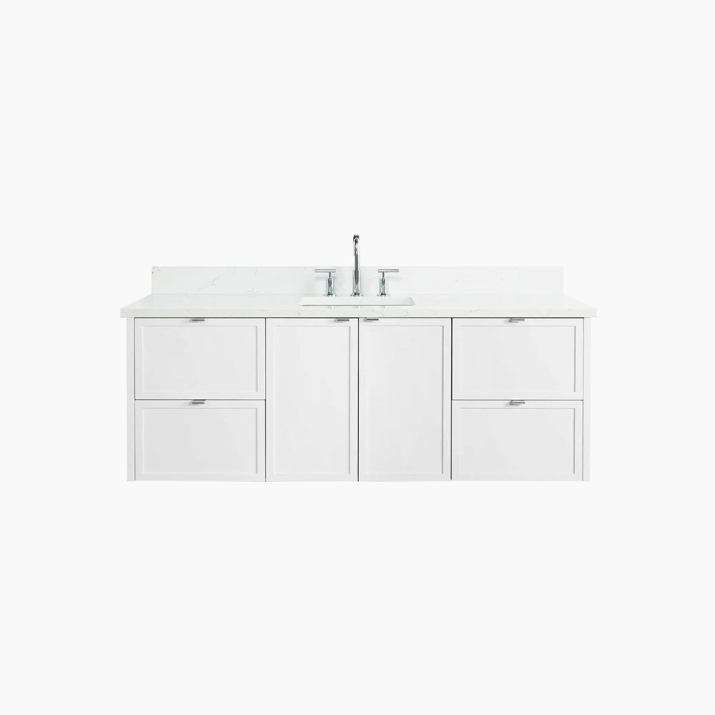 Cape Breton SLIM 60" Wall Mount Satin White Bathroom Vanity Teodor Bathroom Vanity Canada
