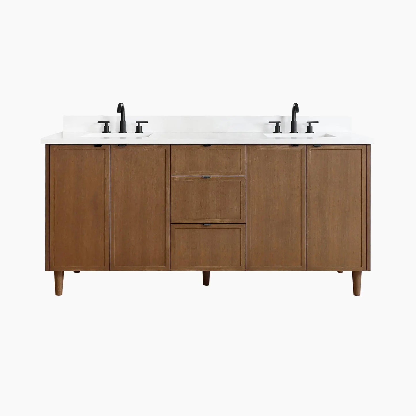 Cape Breton SLIM 72" Mid Century Oak Bathroom Vanity, Double Sink Teodor Bathroom Vanity Canada