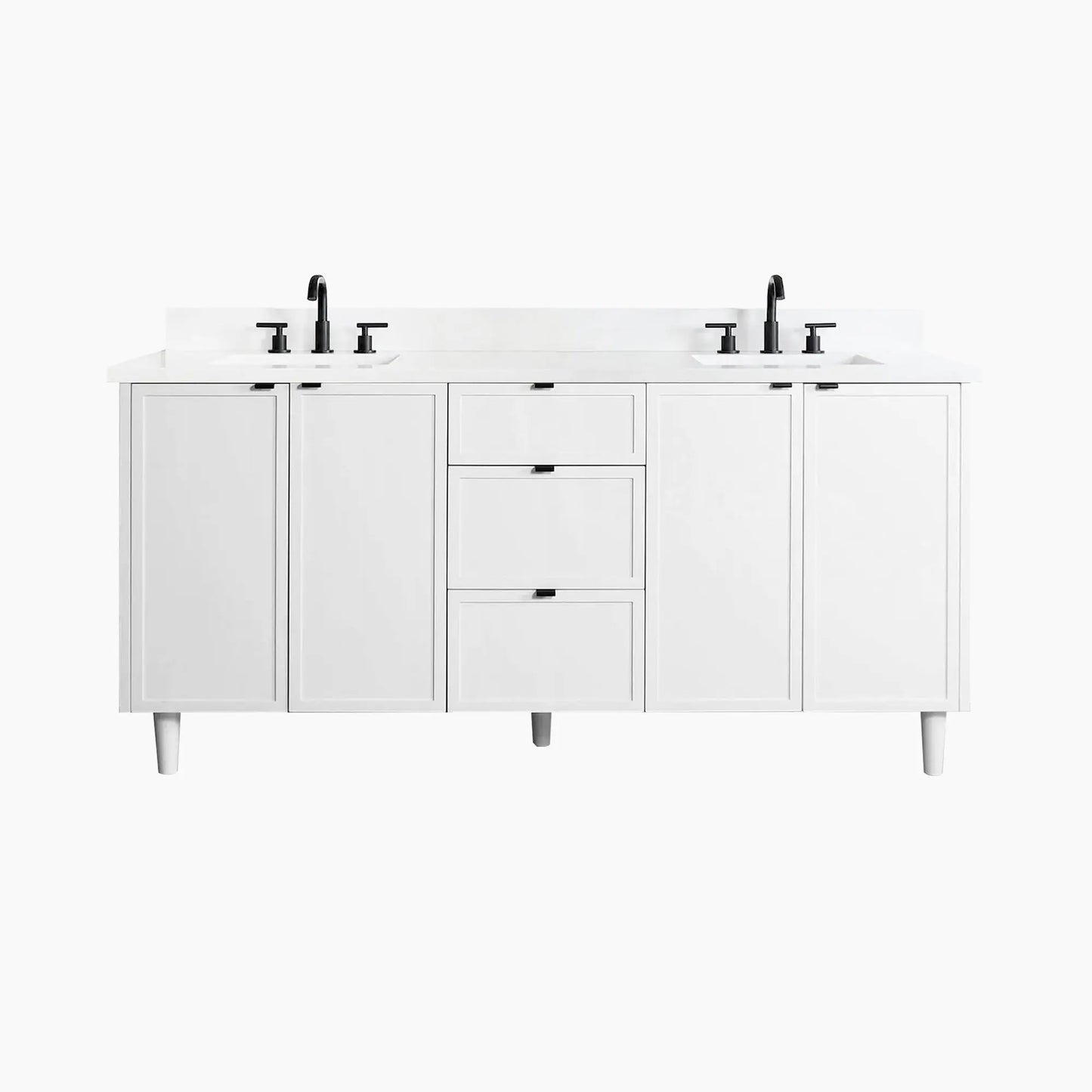 Cape Breton SLIM 72" Satin White Bathroom Vanity, Double Sink Teodor Bathroom Vanity Canada