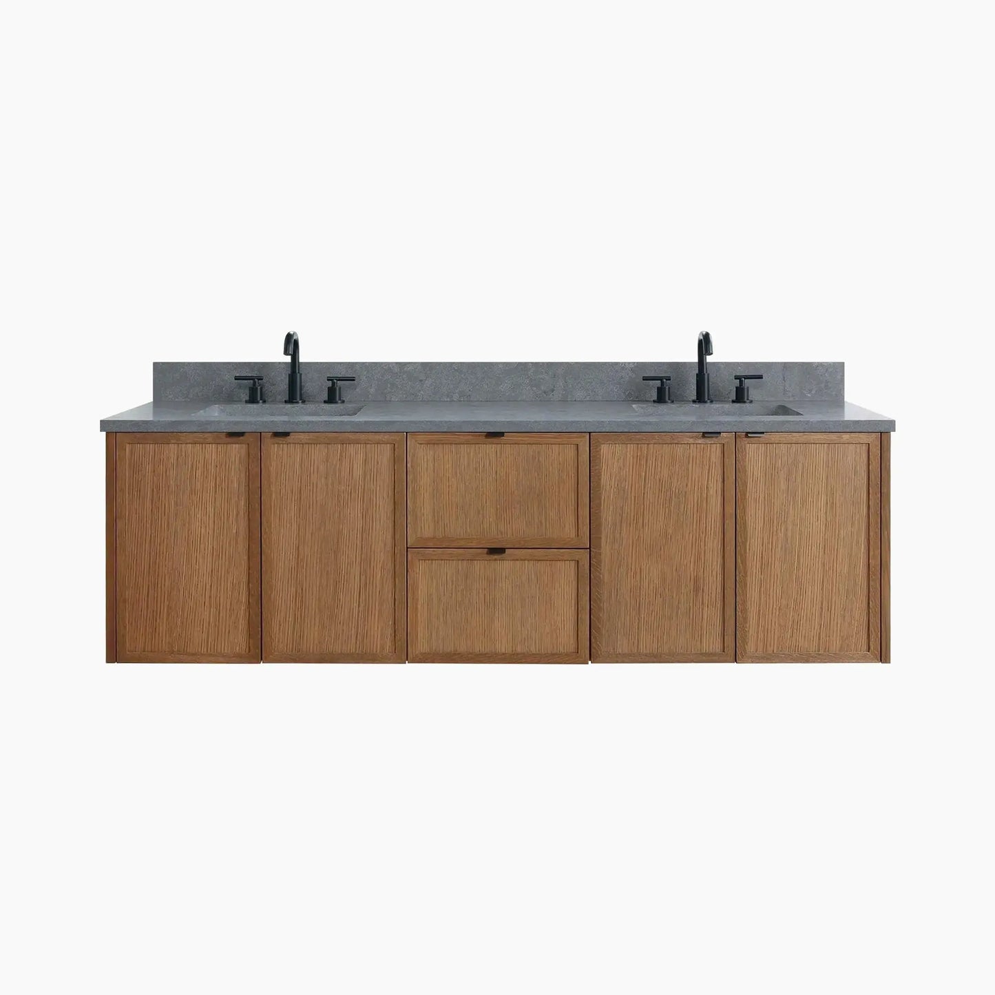 Cape Breton SLIM 72" Wall Mount Mid Century Oak Bathroom Vanity, Double Sink Teodor Bathroom Vanity Canada