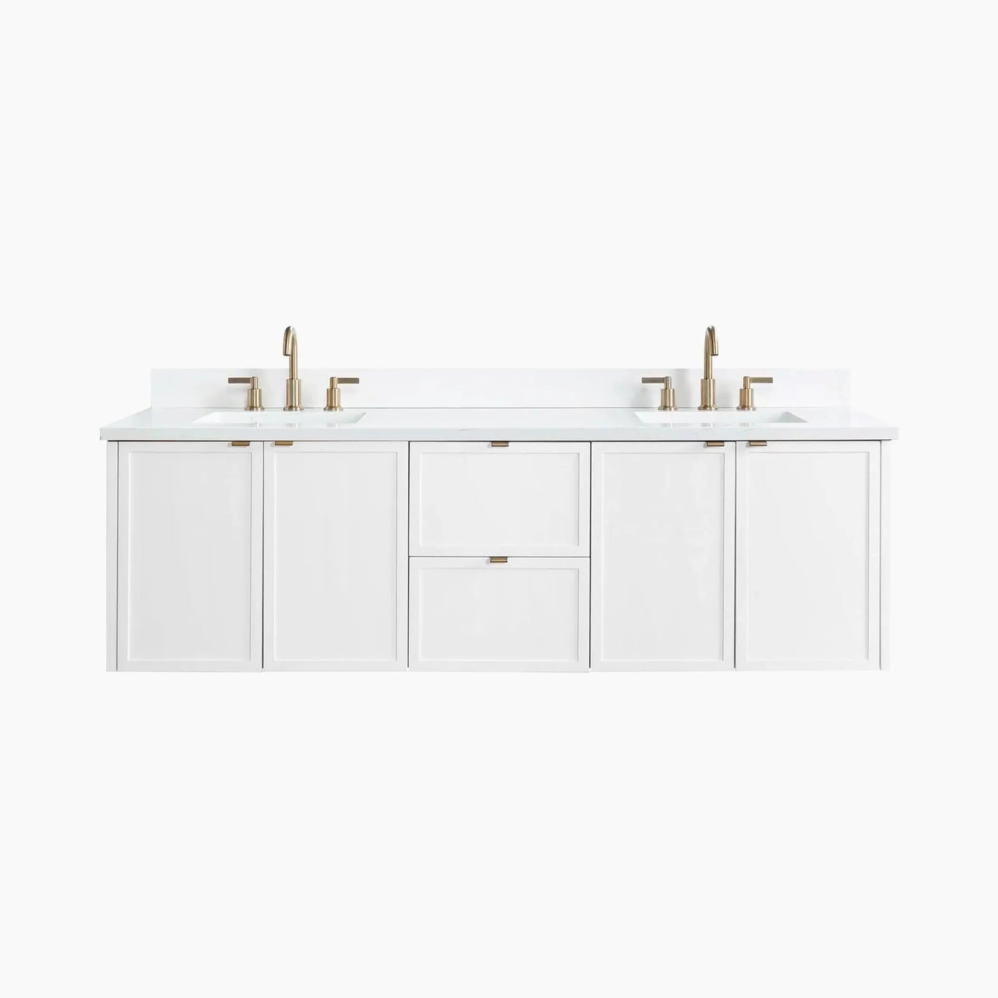 Cape Breton SLIM 72" Wall Mount Satin White Bathroom Vanity, Double Sink Teodor Bathroom Vanity Canada