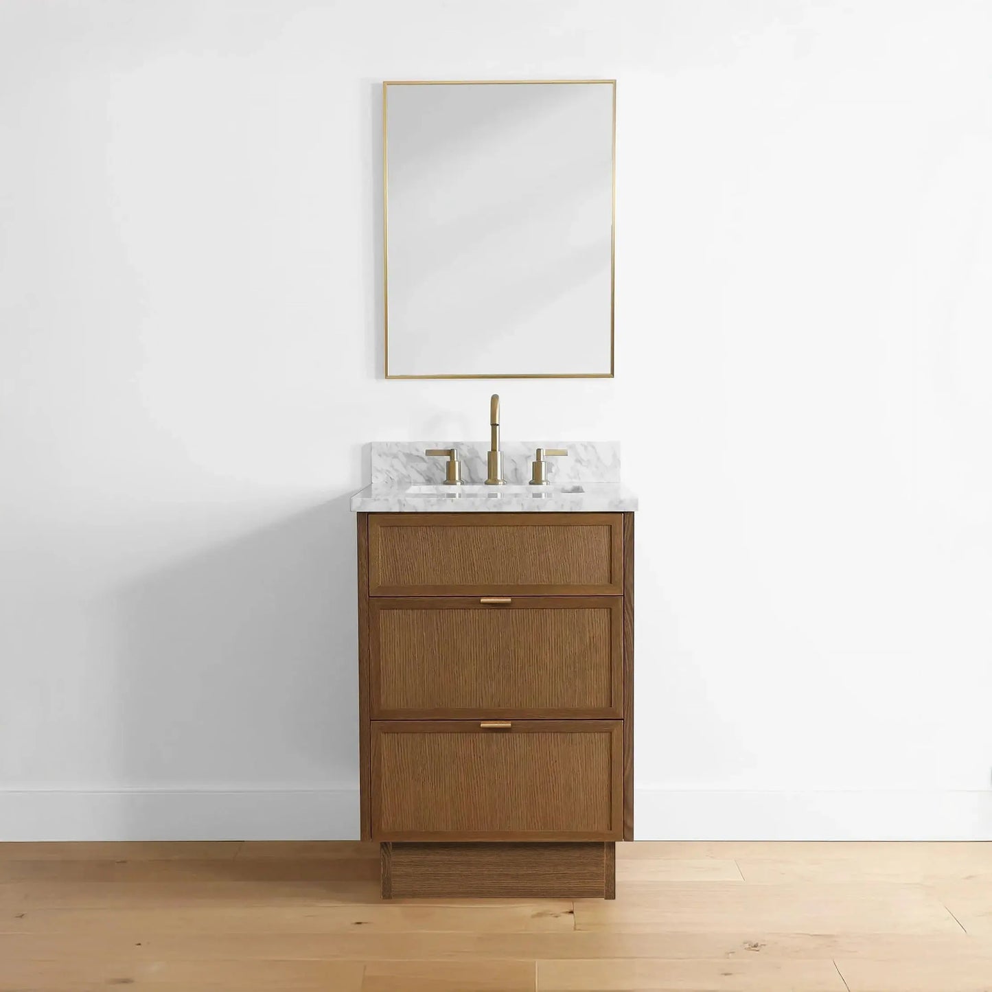 Cape Breton SLIM 24" Mid Century Oak Bathroom Vanity - All Drawers Teodor Bathroom Vanity Canada