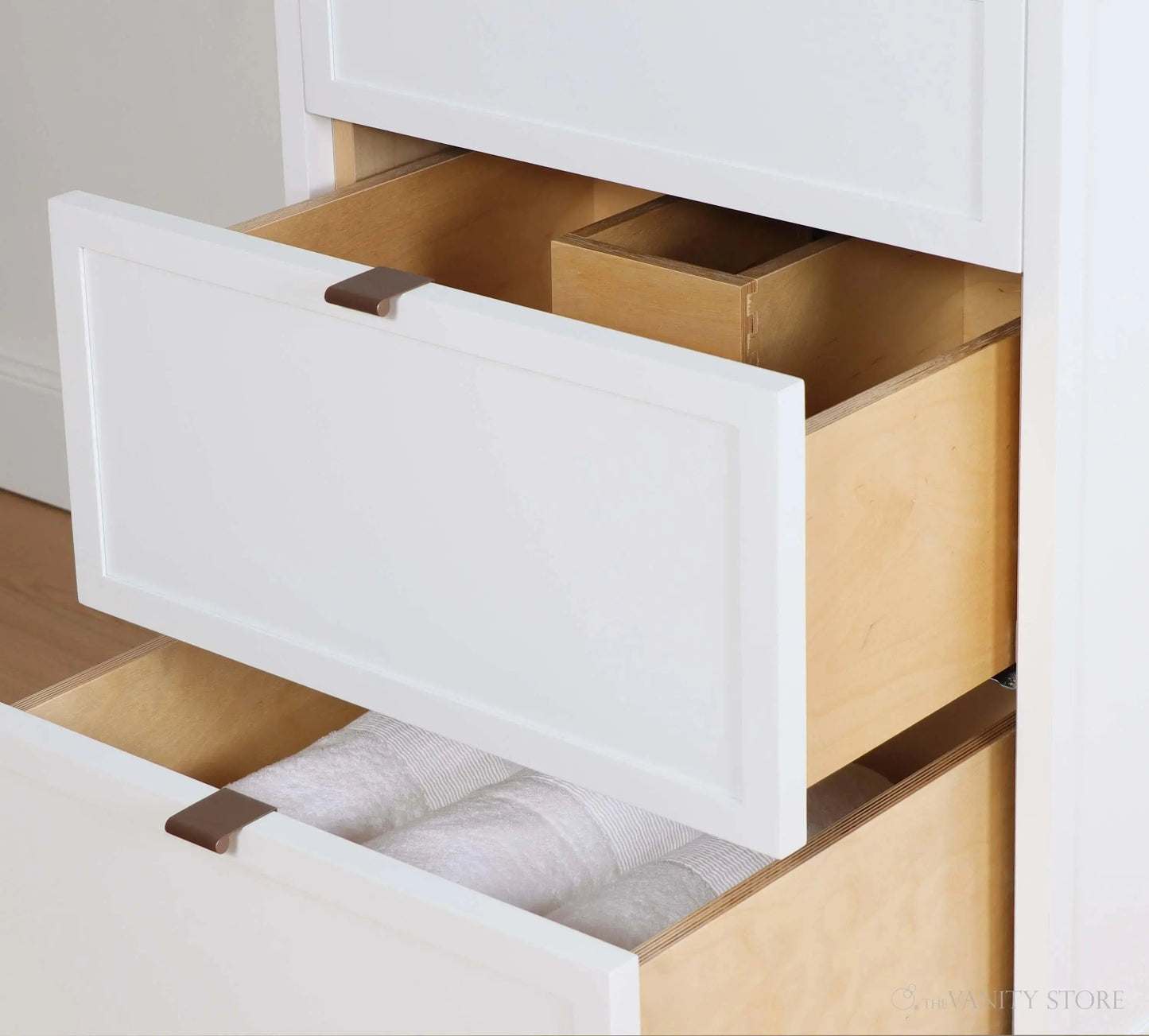 Cape Breton SLIM 24" Satin White Bathroom Vanity - All Drawers Teodor Bathroom Vanity Canada