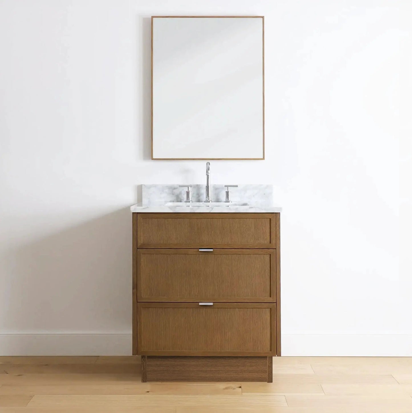 Cape Breton SLIM 30" Mid Century Oak Bathroom Vanity - All Drawers Teodor Bathroom Vanity Canada