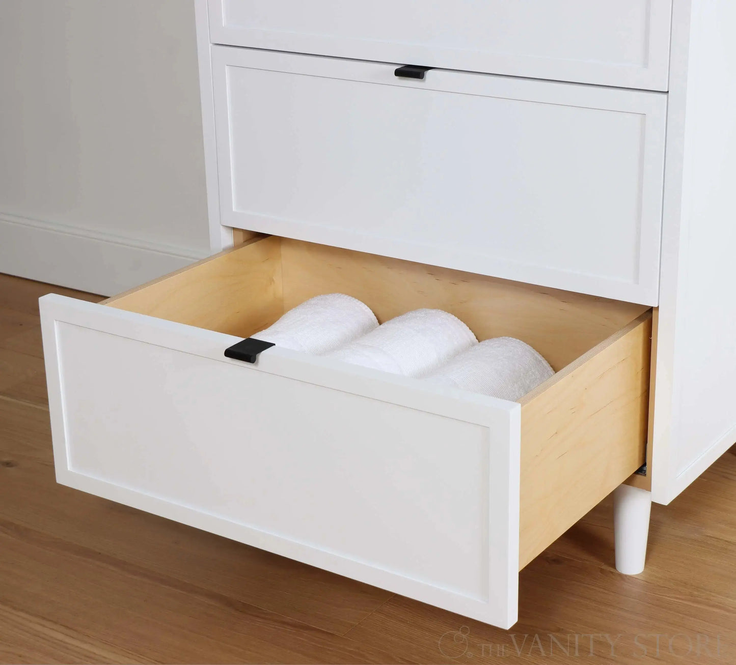 Cape Breton SLIM 30" Satin White Bathroom Vanity - All Drawers Teodor Bathroom Vanity Canada