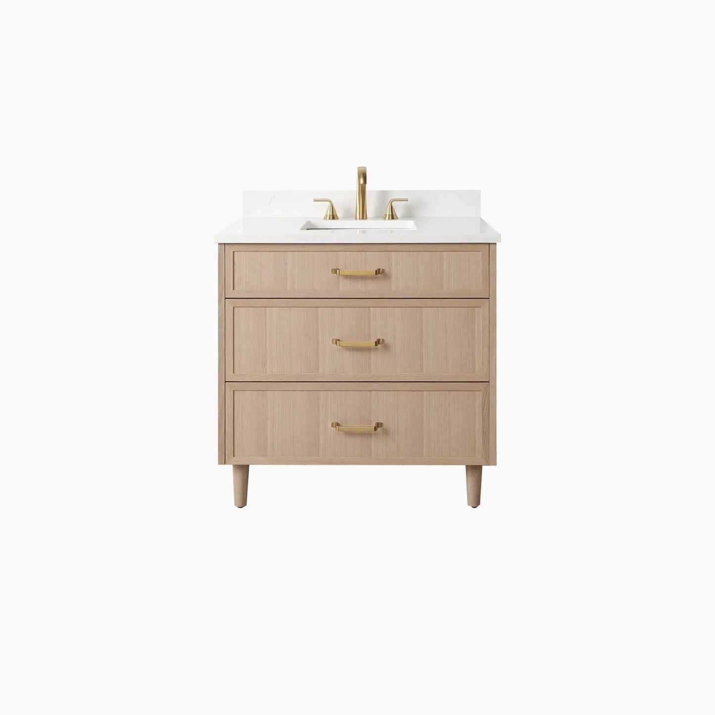 Cape Breton SLIM 36" White Oak Bathroom Vanity - All Drawers Teodor Bathroom Vanity Canada