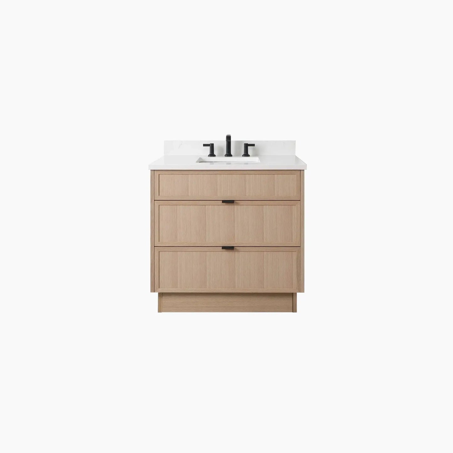 Cape Breton SLIM 36" White Oak Bathroom Vanity - All Drawers Teodor Bathroom Vanity Canada