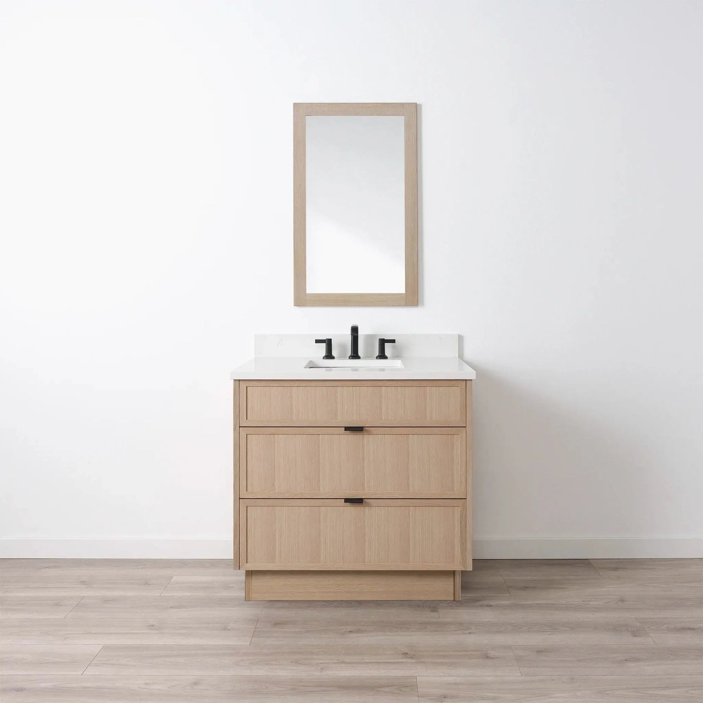 Cape Breton SLIM 36" White Oak Bathroom Vanity - All Drawers Teodor Bathroom Vanity Canada