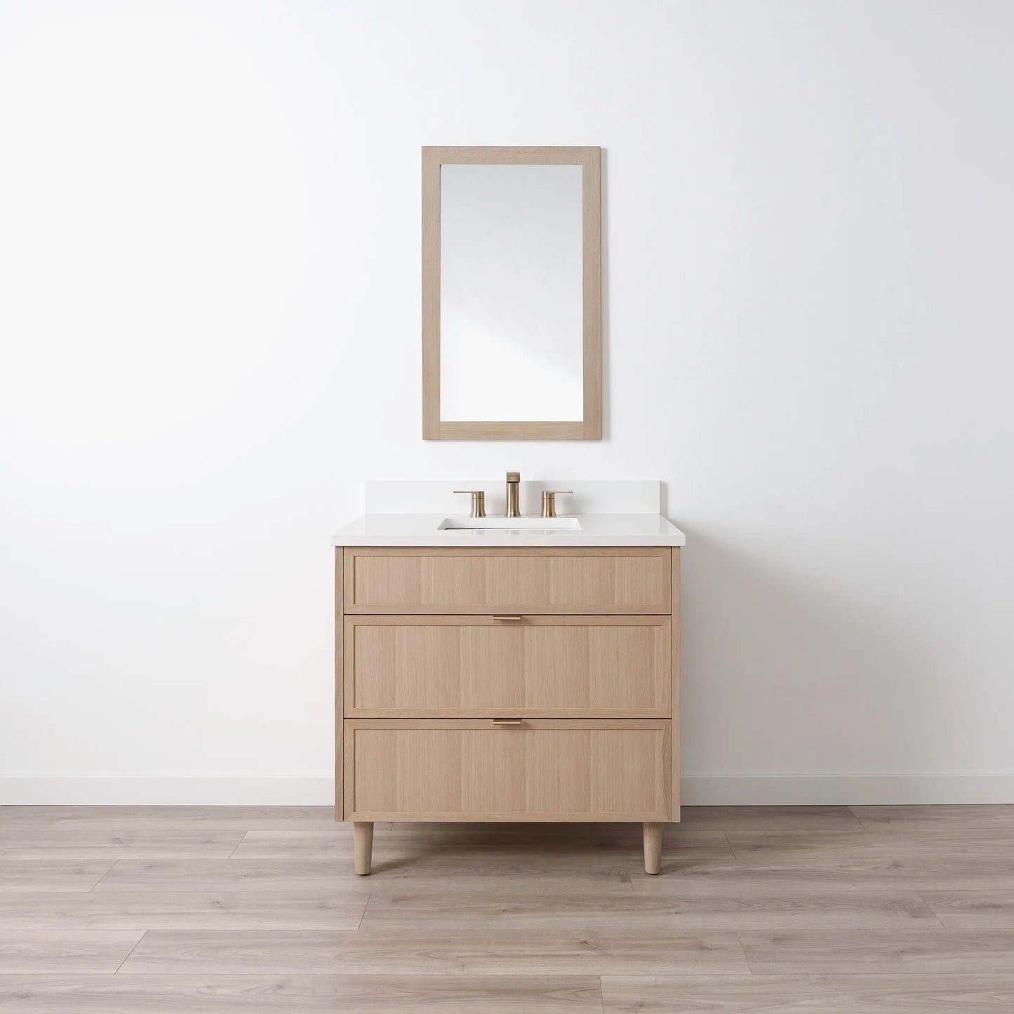 Cape Breton SLIM 36" White Oak Bathroom Vanity - All Drawers Teodor Bathroom Vanity Canada