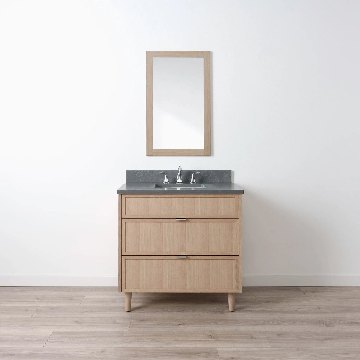 Cape Breton SLIM 36" White Oak Bathroom Vanity - All Drawers Teodor Bathroom Vanity Canada