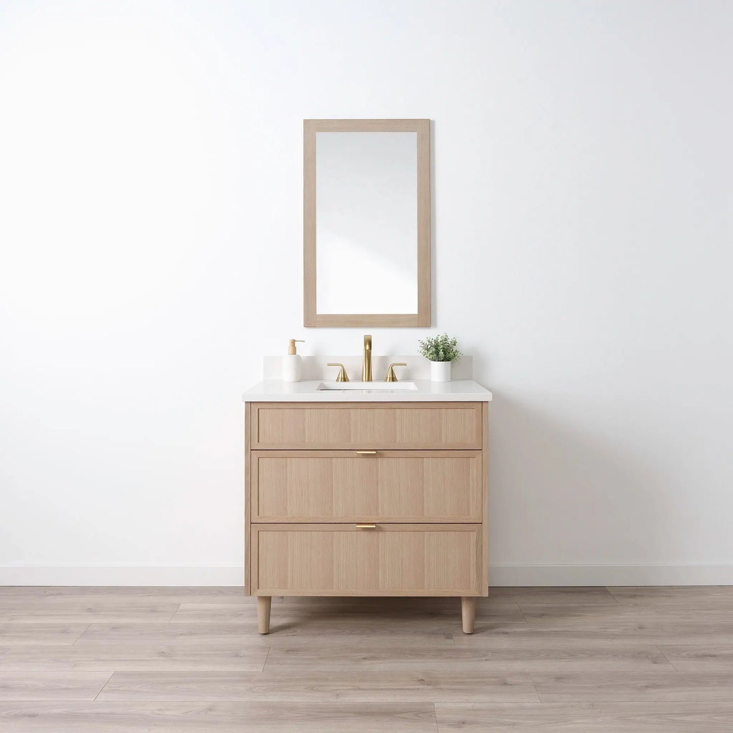 Cape Breton SLIM 36" White Oak Bathroom Vanity - All Drawers Teodor Bathroom Vanity Canada