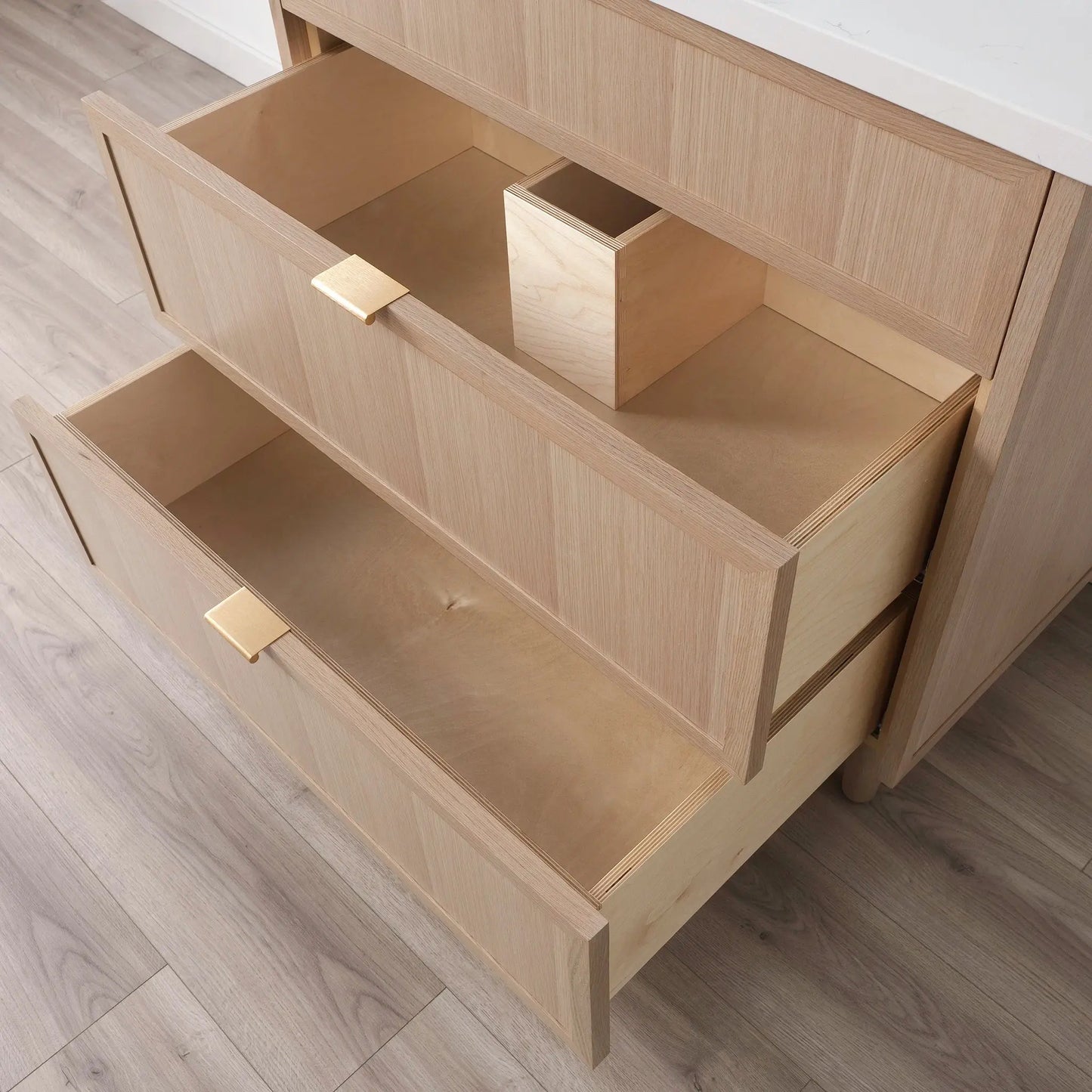 Cape Breton SLIM 36" White Oak Bathroom Vanity - All Drawers Teodor Bathroom Vanity Canada