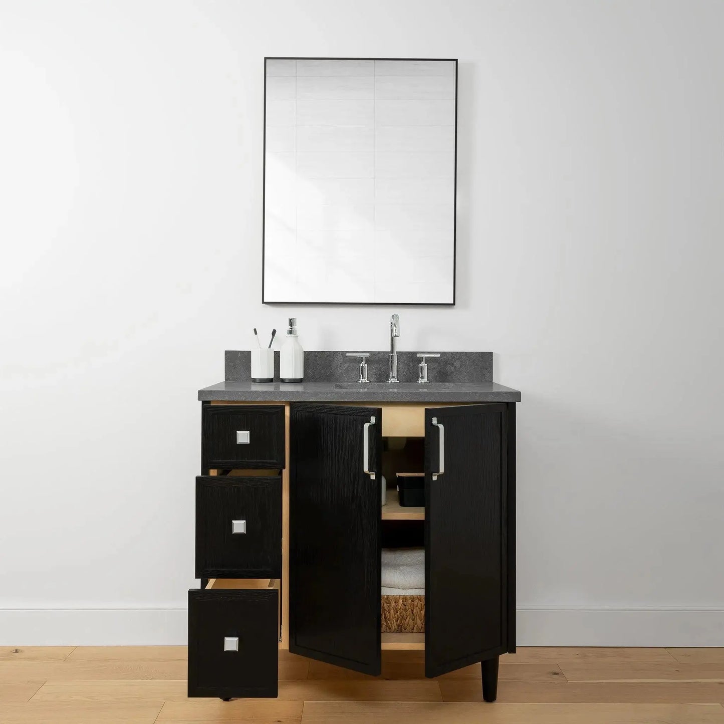 Cape Breton 36", Teodor® Blackened Oak Vanity, Right Sink Teodor Bathroom VanityCanada