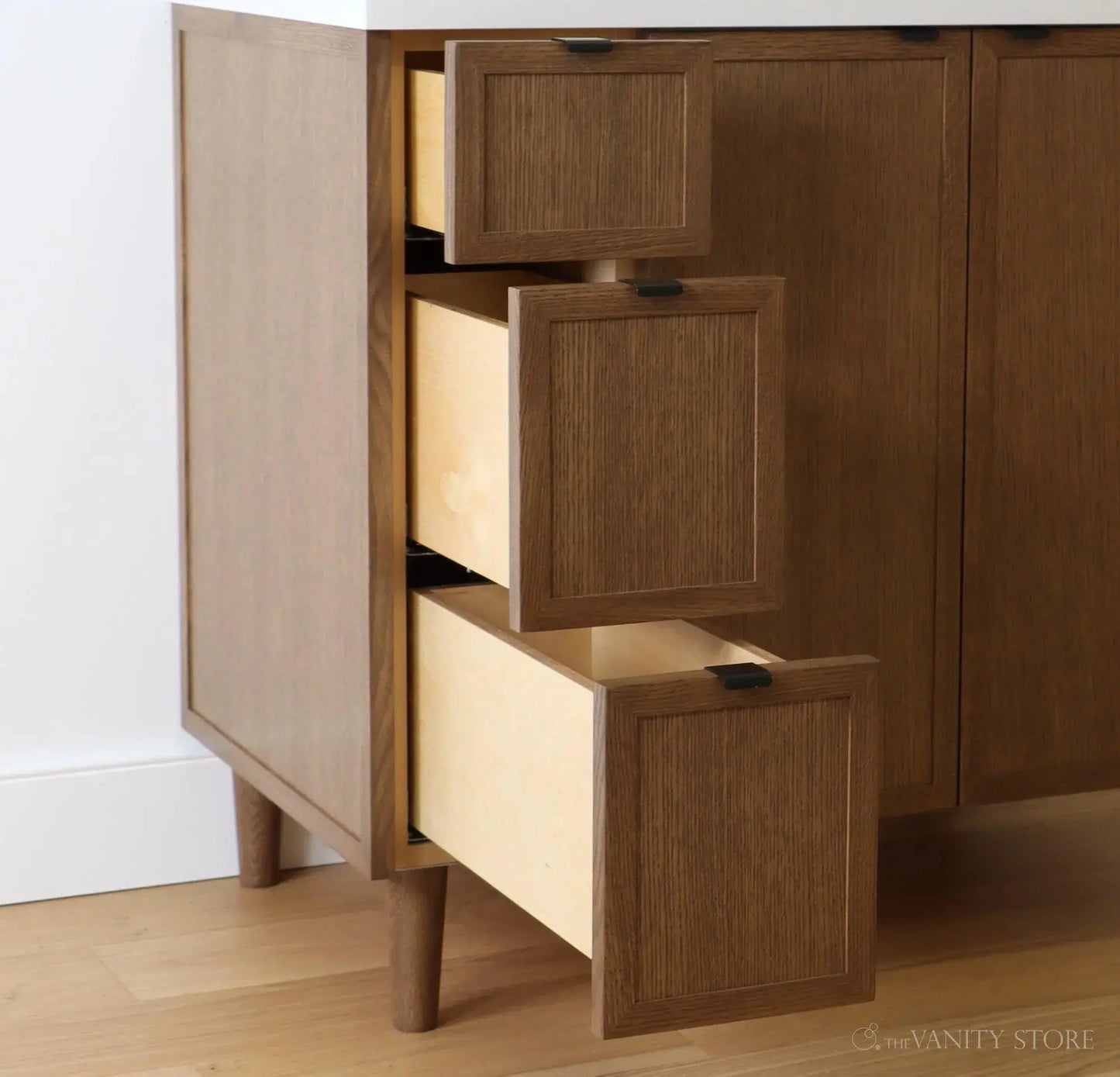 Cape Breton SLIM 36" Mid Century Oak Bathroom Vanity, Right Sink Teodor Bathroom Vanity Canada