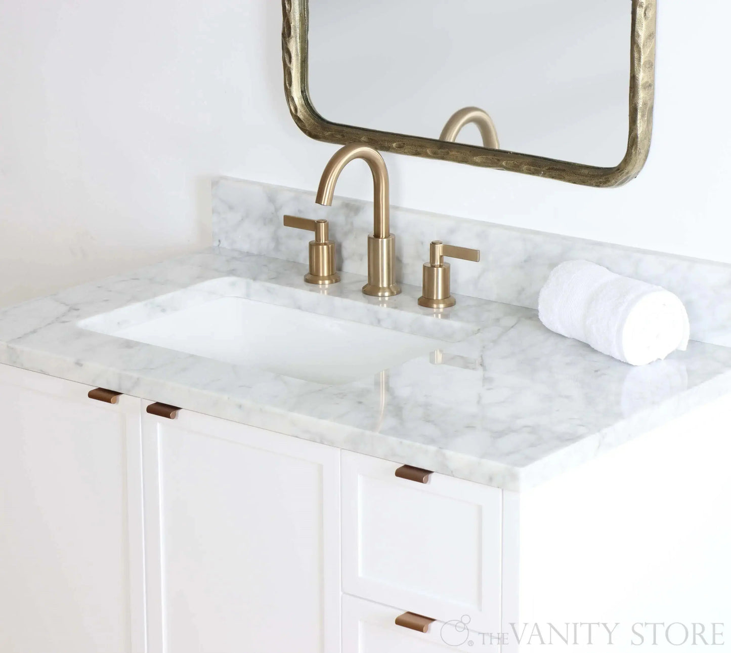 Cape Breton SLIM 36" Satin White Bathroom Vanity, Left Sink Teodor Bathroom Vanity Canada