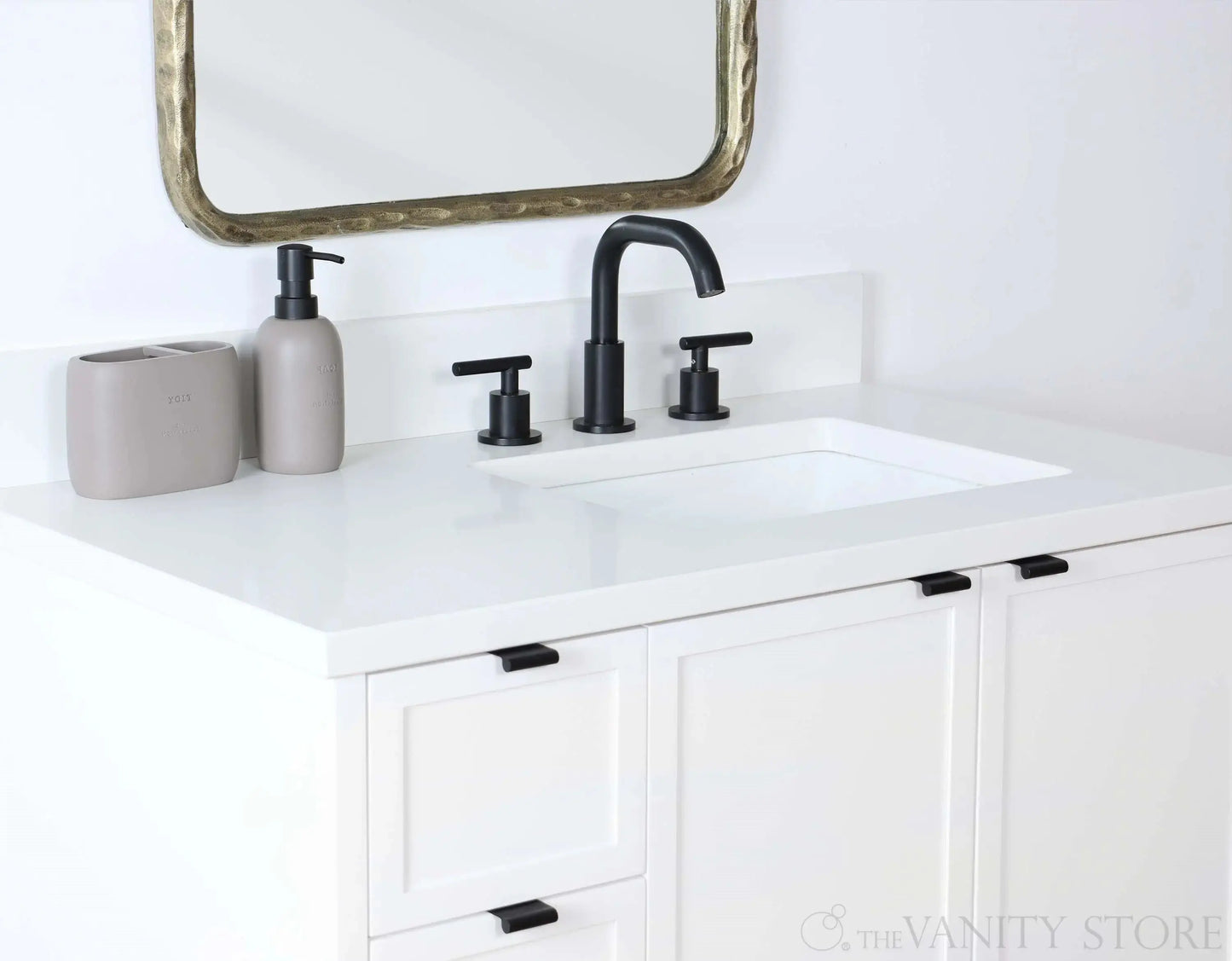 Cape Breton SLIM  36" Satin White Bathroom Vanity, Right Sink Teodor Bathroom Vanity Canada