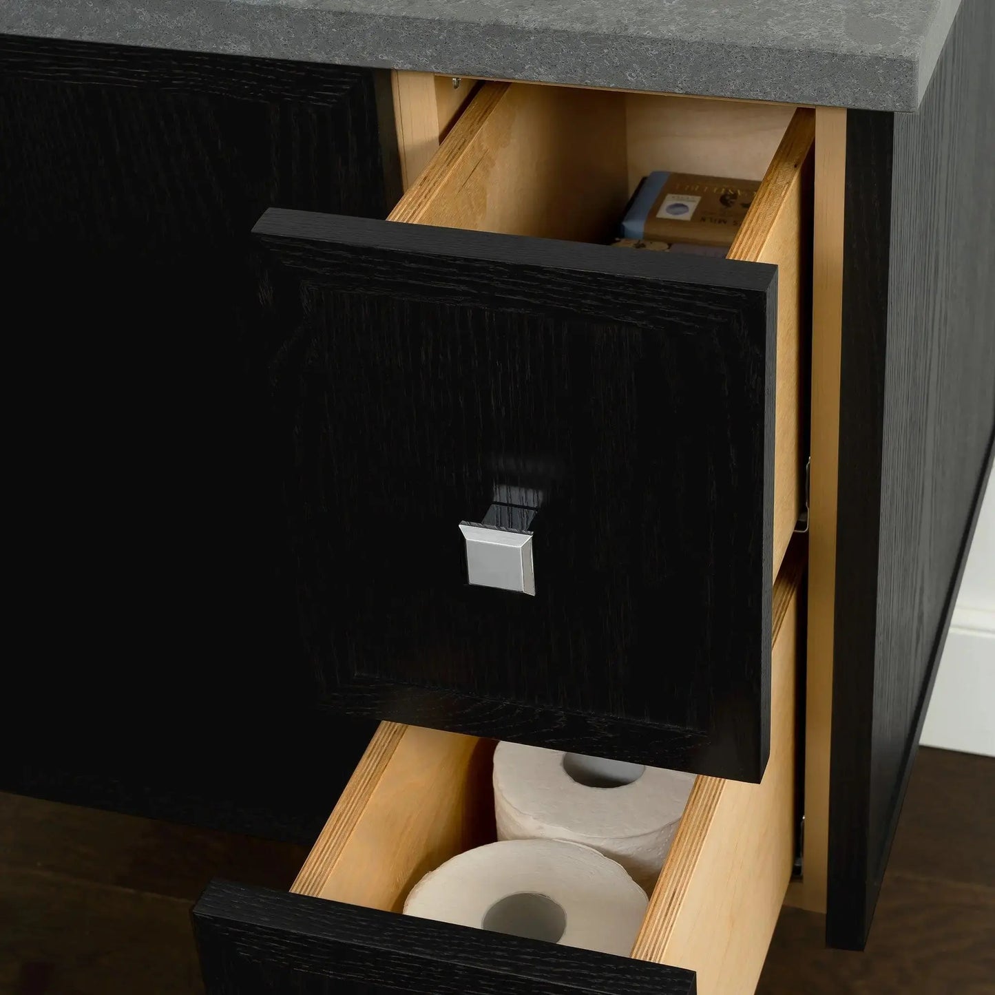 Cape Breton 36", Teodor® Wall Mount Blackened Oak Vanity, Left Sink Teodor Bathroom VanityCanada