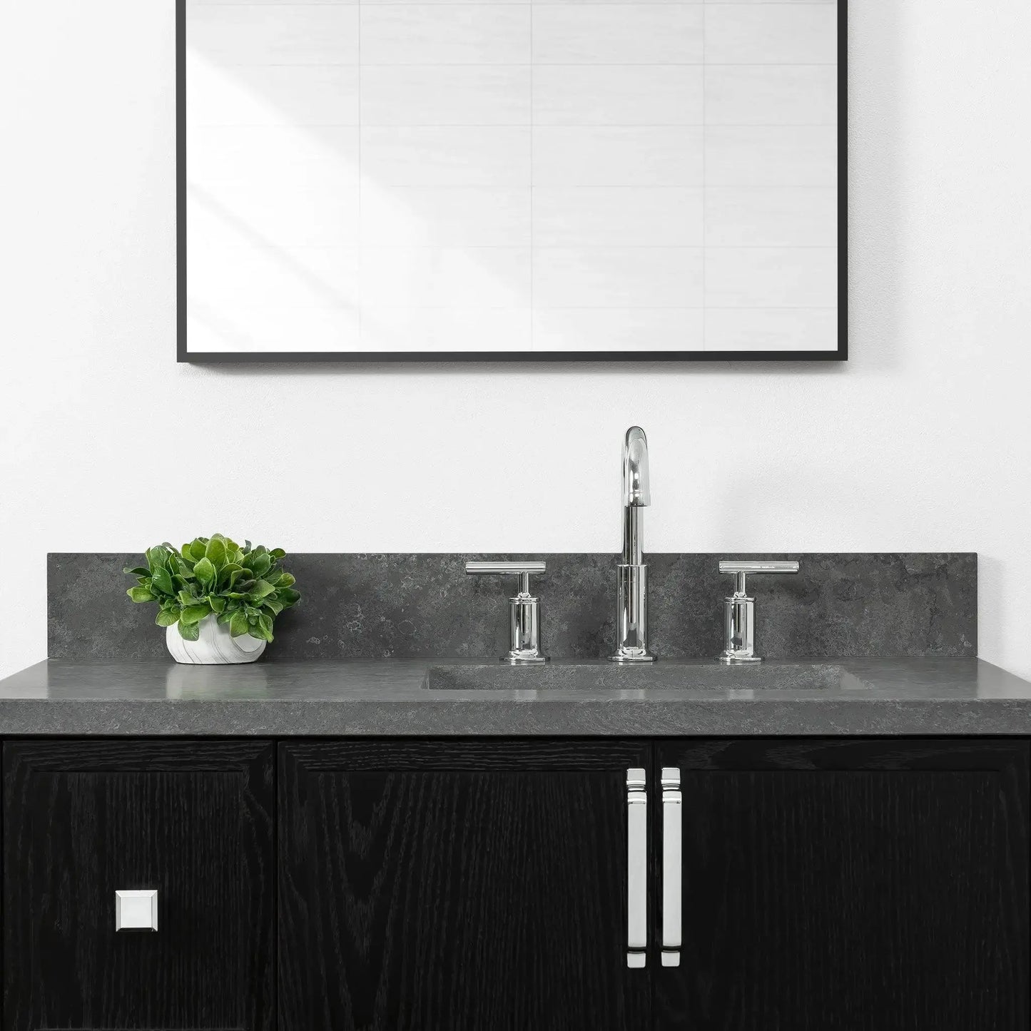Cape Breton 36", Teodor® Wall Mount Blackened Oak Vanity, Right Sink Teodor Bathroom VanityCanada