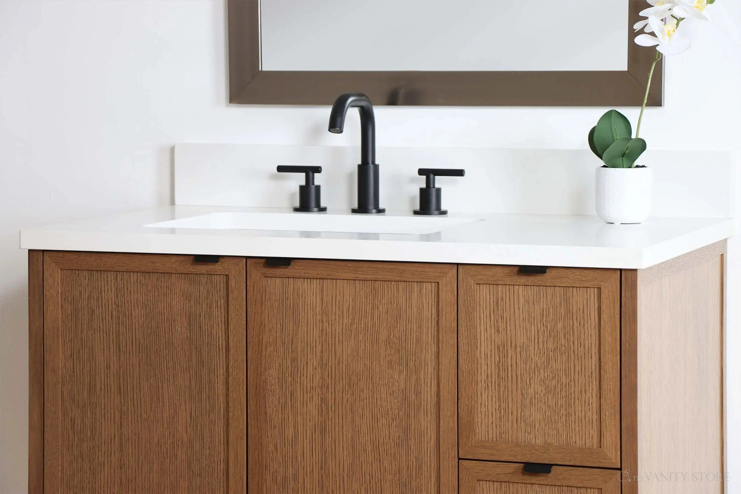 Cape Breton SLIM 36" Wall Mount Mid Century Oak Bathroom Vanity, Left Sink Teodor Bathroom Vanity Canada