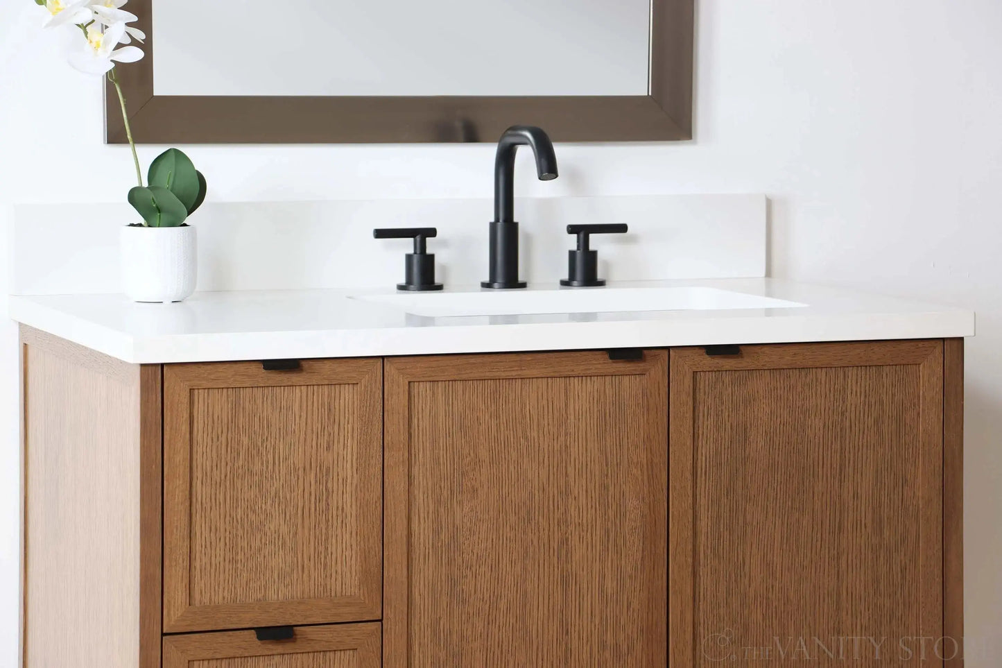 Cape Breton SLIM 36" Wall Mount Mid Century Oak Bathroom Vanity, Right Sink Teodor Bathroom Vanity Canada