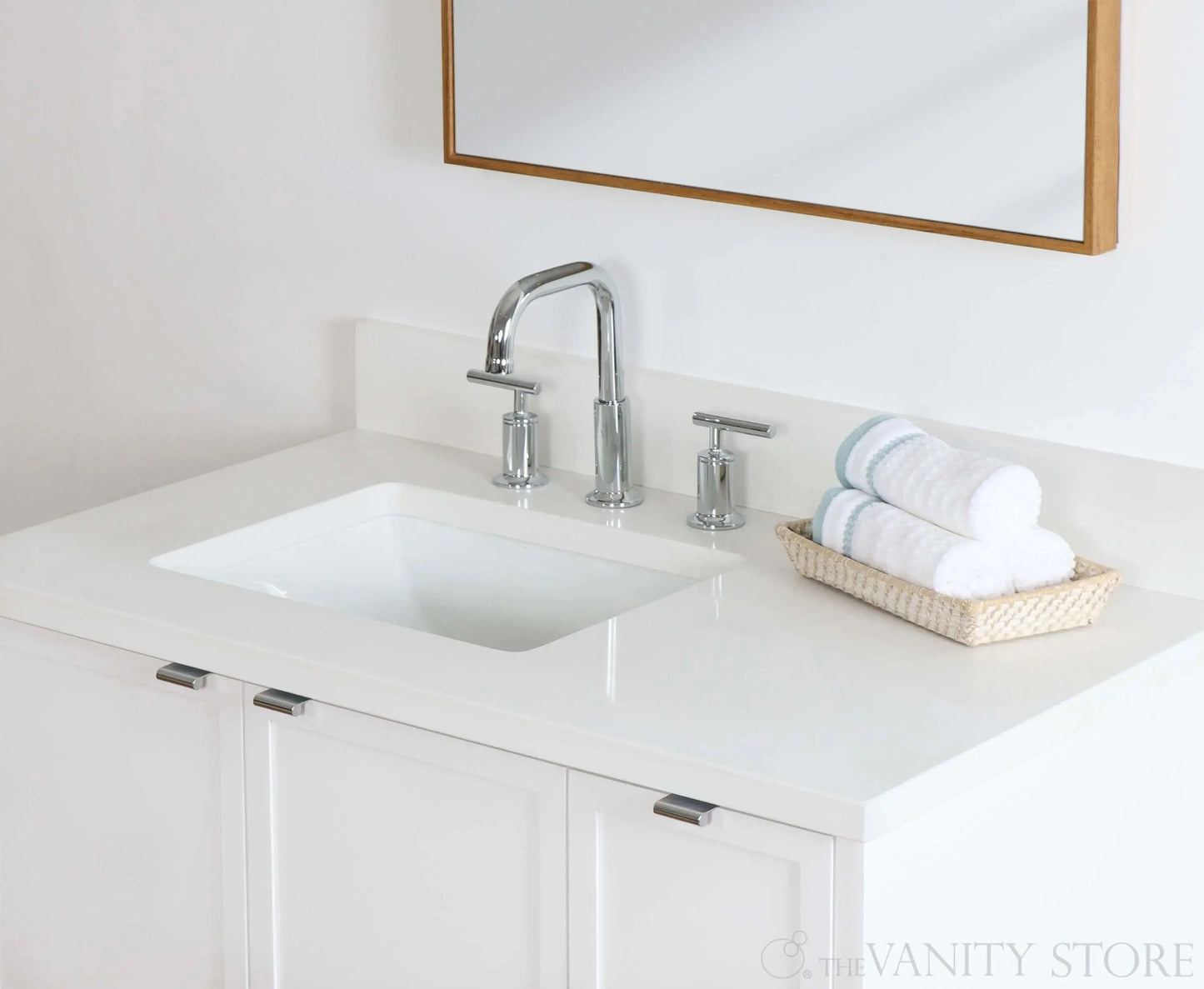 Cape Breton SLIM 36" Wall Mount Satin White Bathroom Vanity, Left Sink Teodor Bathroom Vanity Canada