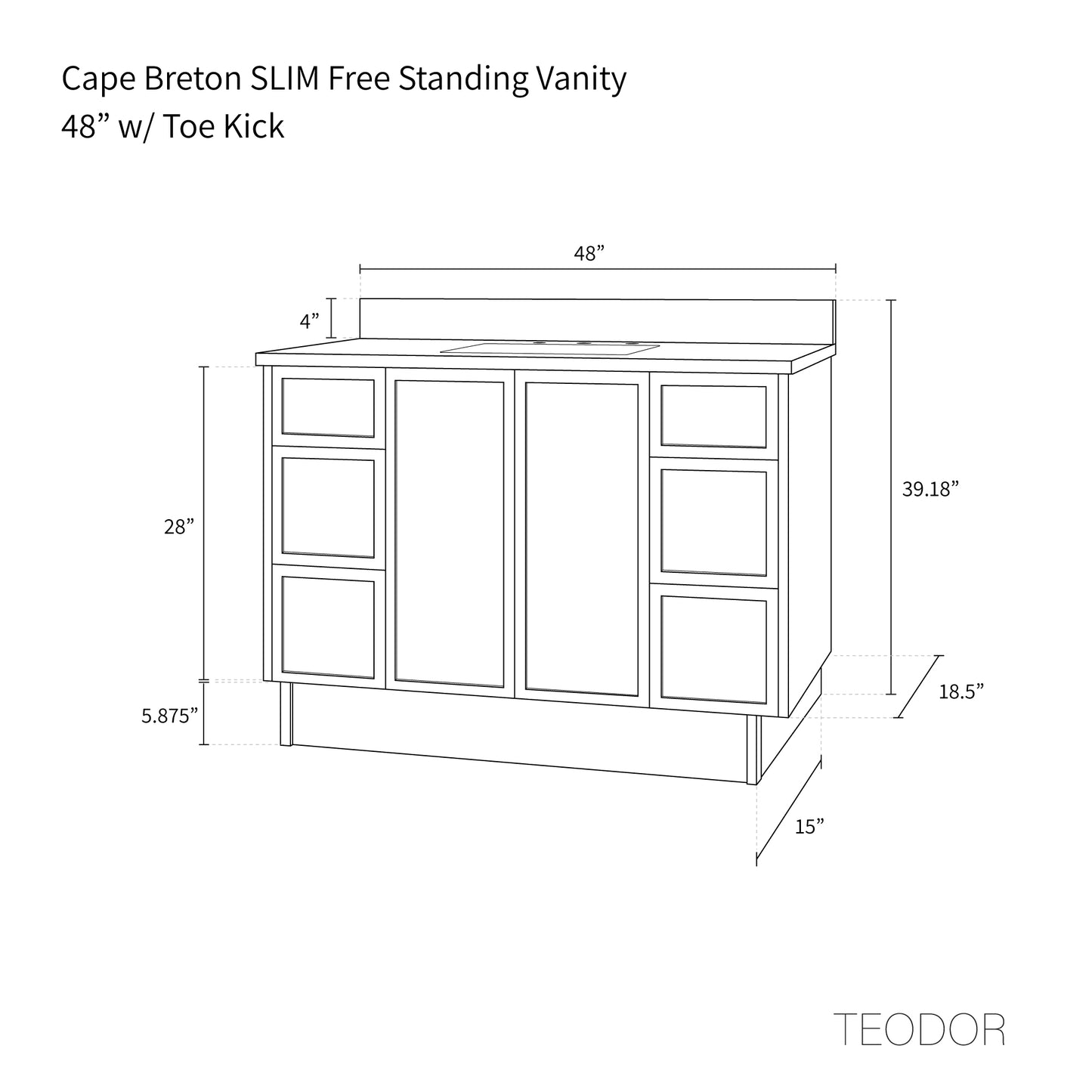 Cape Breton SLIM 48" Satin White Bathroom Vanity