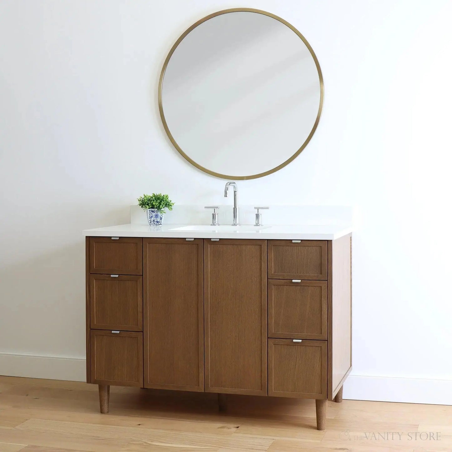 Cape Breton SLIM 48" Mid Century Oak Bathroom Vanity Teodor Bathroom Vanity Canada
