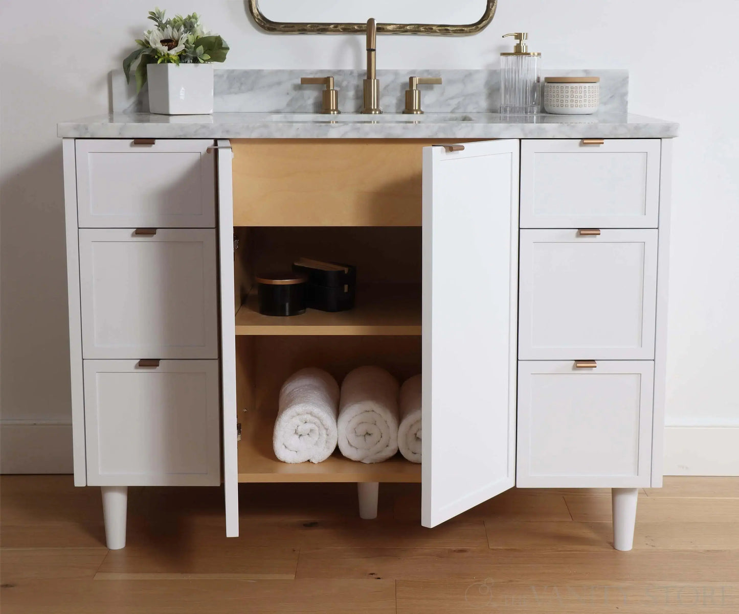 Cape Breton SLIM 48" Satin White Bathroom Vanity Teodor Bathroom Vanity Canada
