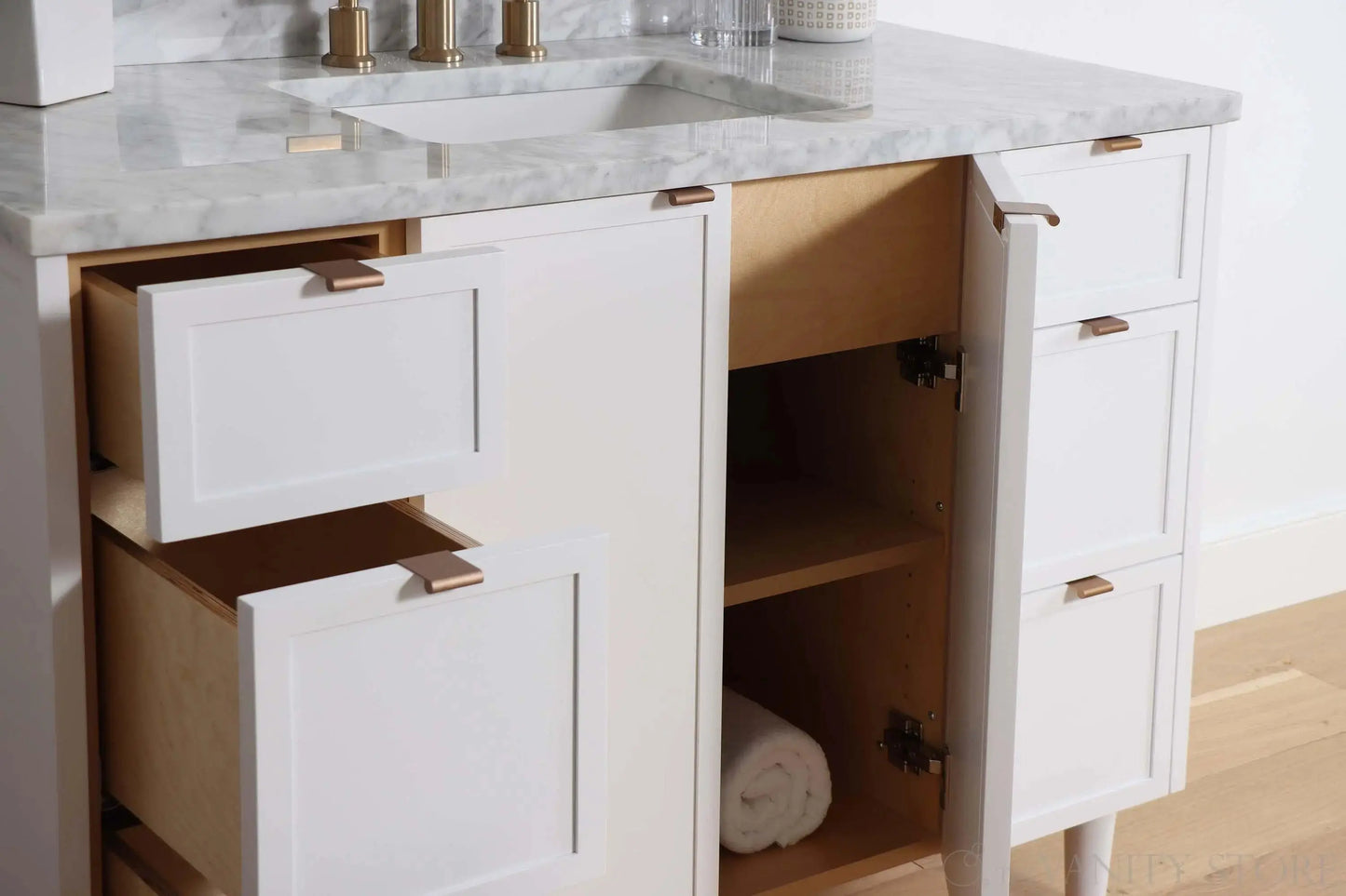 Cape Breton SLIM 48" Satin White Bathroom Vanity Teodor Bathroom Vanity Canada