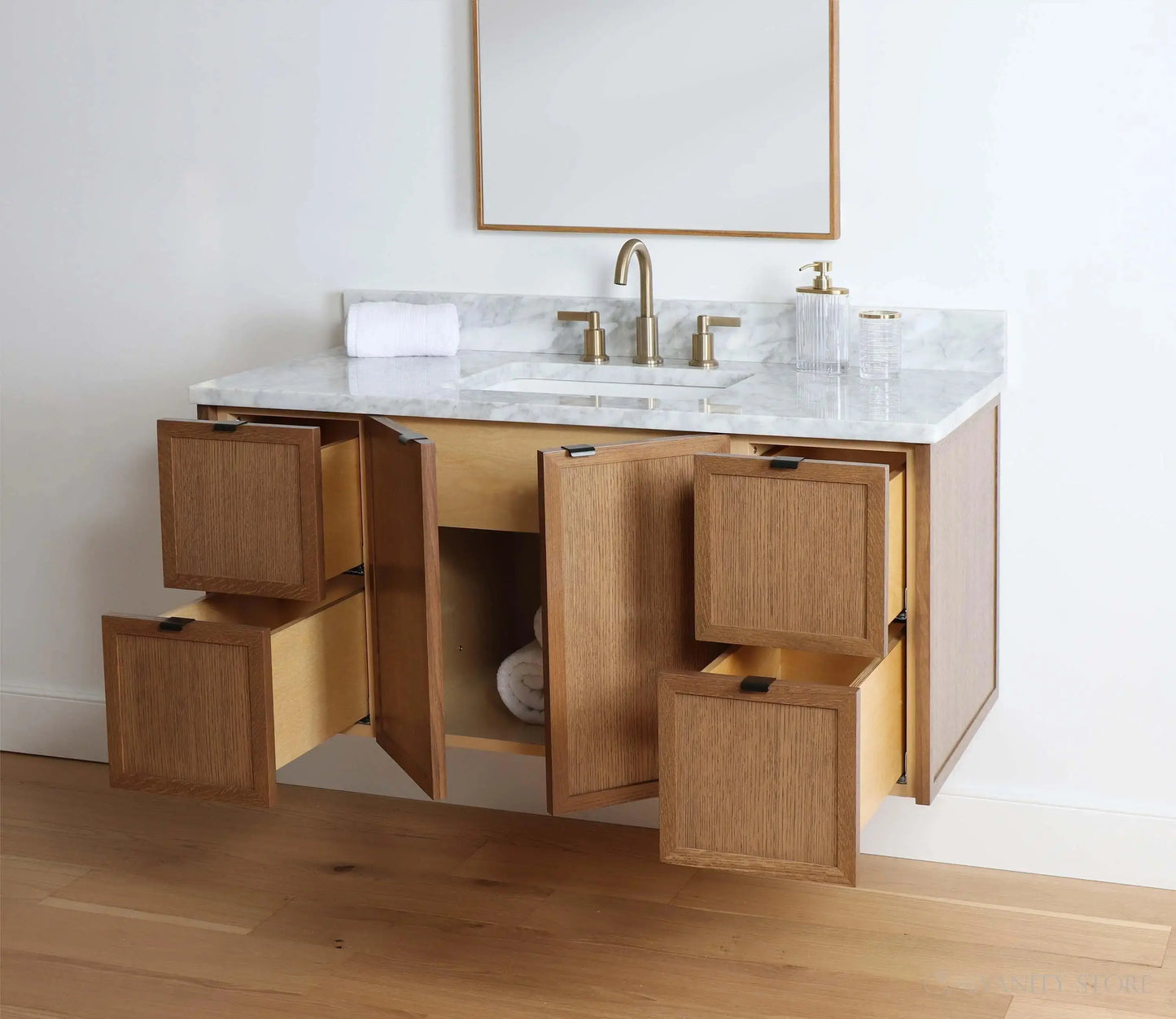 Cape Breton SLIM 48" Wall Mount Mid Century Oak Bathroom Vanity Teodor Bathroom Vanity Canada