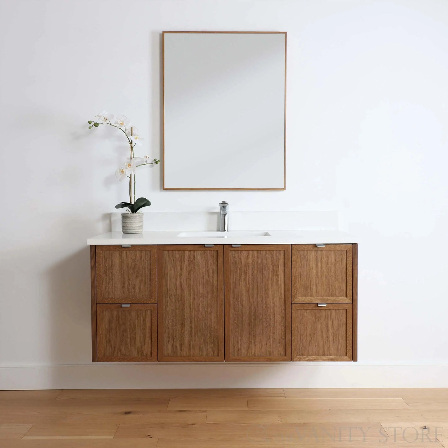 Cape Breton SLIM 48" Wall Mount Mid Century Oak Bathroom Vanity Teodor Bathroom Vanity Canada