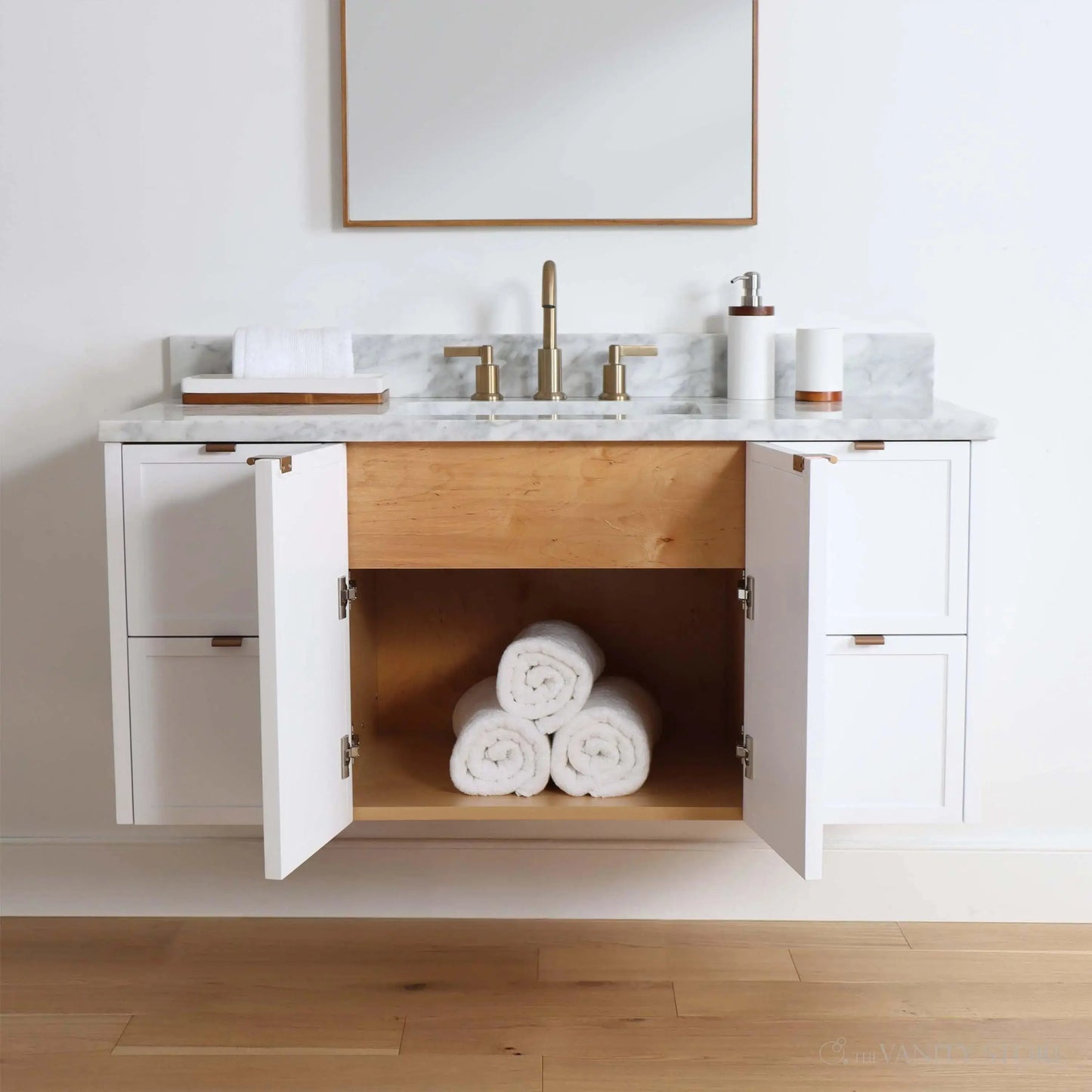 Cape Breton SLIM 48" Wall Mount Satin White Bathroom Vanity Teodor Bathroom Vanity Canada