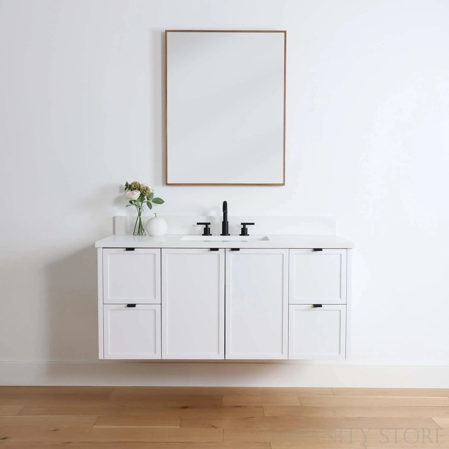 Cape Breton SLIM 48" Wall Mount Satin White Bathroom Vanity Teodor Bathroom Vanity Canada