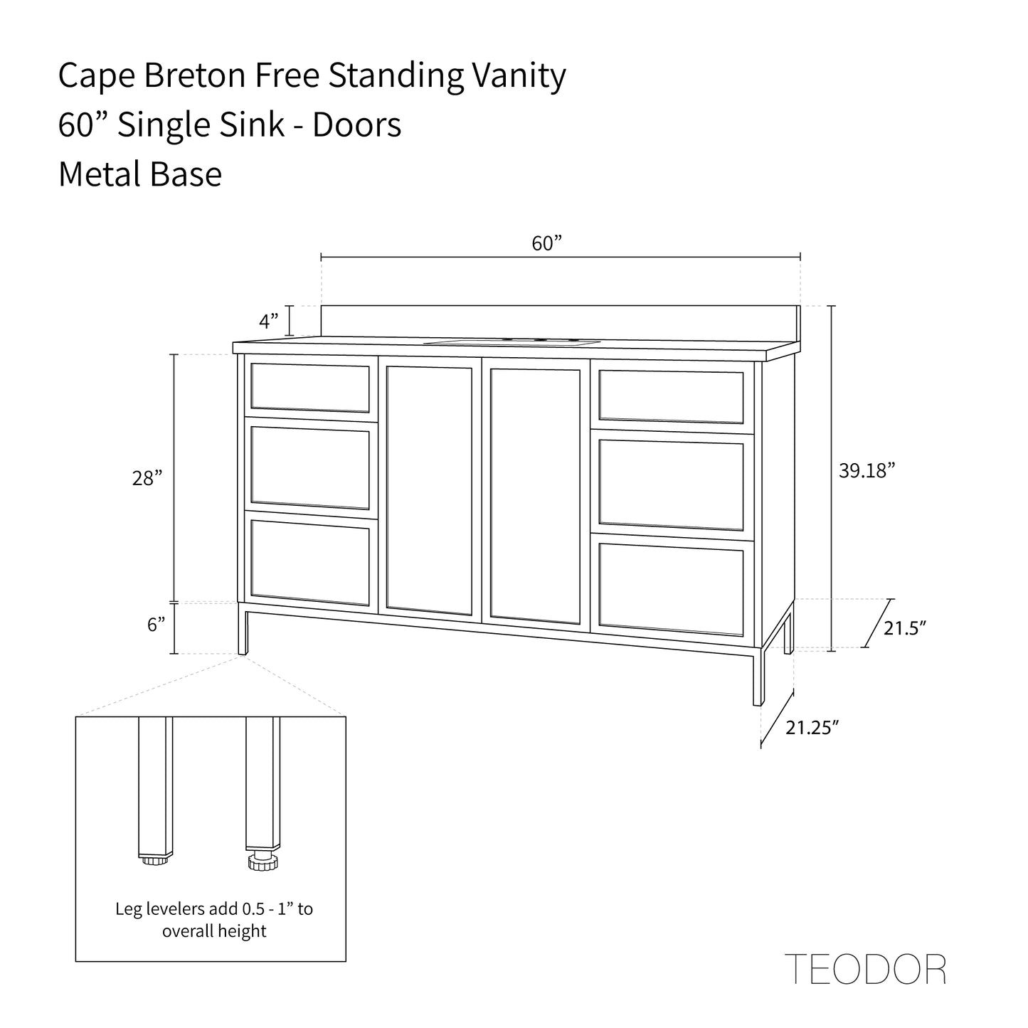 Cape Breton 60" White Oak Bathroom Vanity
