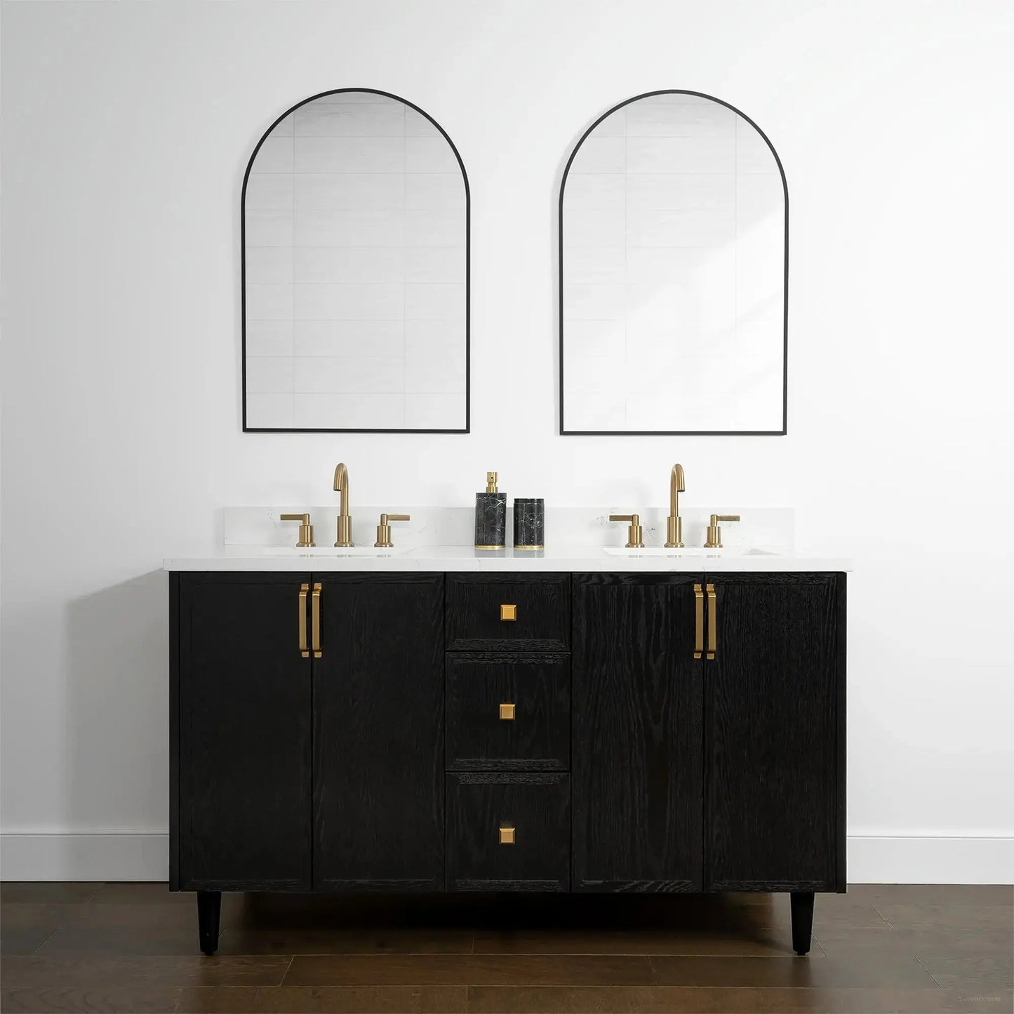 Cape Breton 60", Teodor® Blackened Oak Vanity, Double Sink Teodor Bathroom VanityCanada