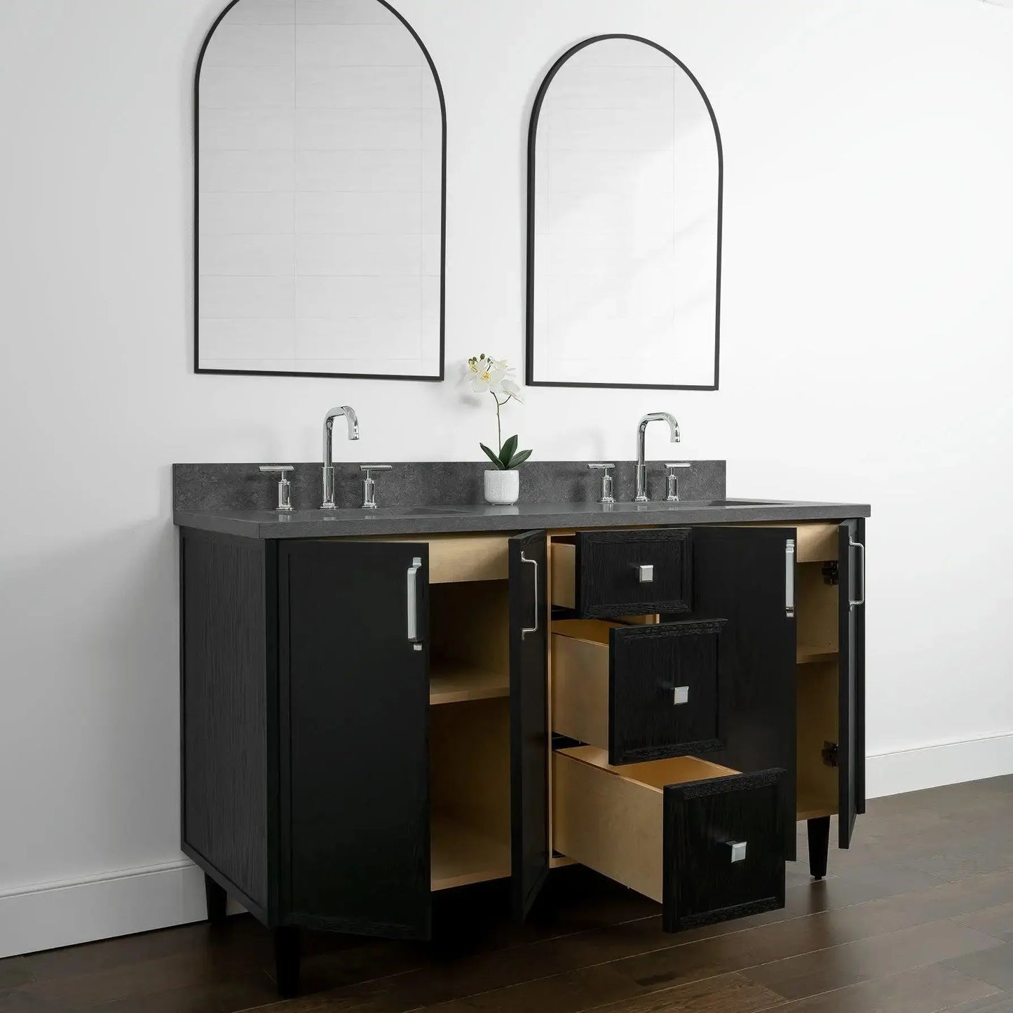Cape Breton 60", Teodor® Blackened Oak Vanity, Double Sink Teodor Bathroom VanityCanada