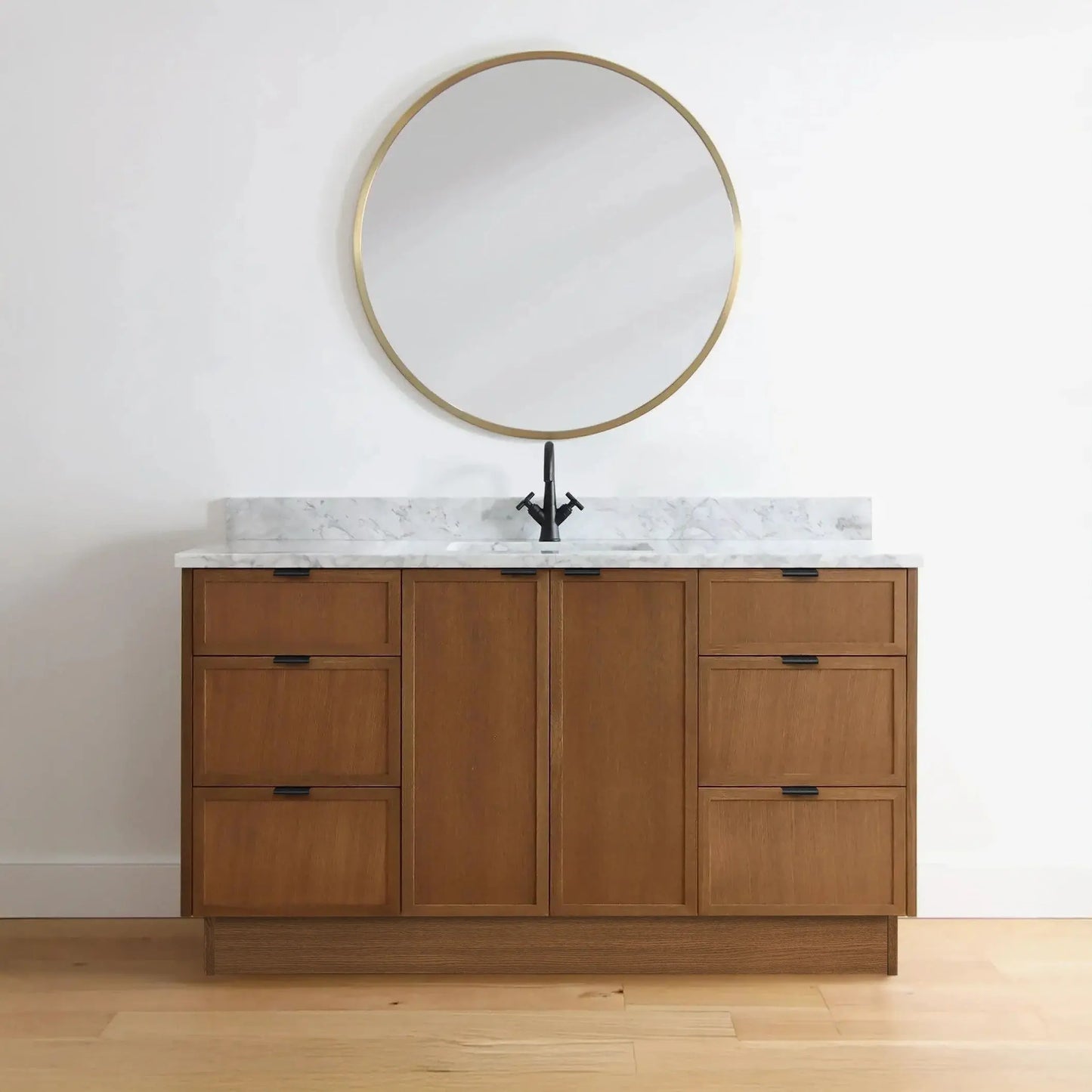 Cape Breton SLIM 60" Mid Century Oak Bathroom Vanity Teodor Bathroom Vanity Canada