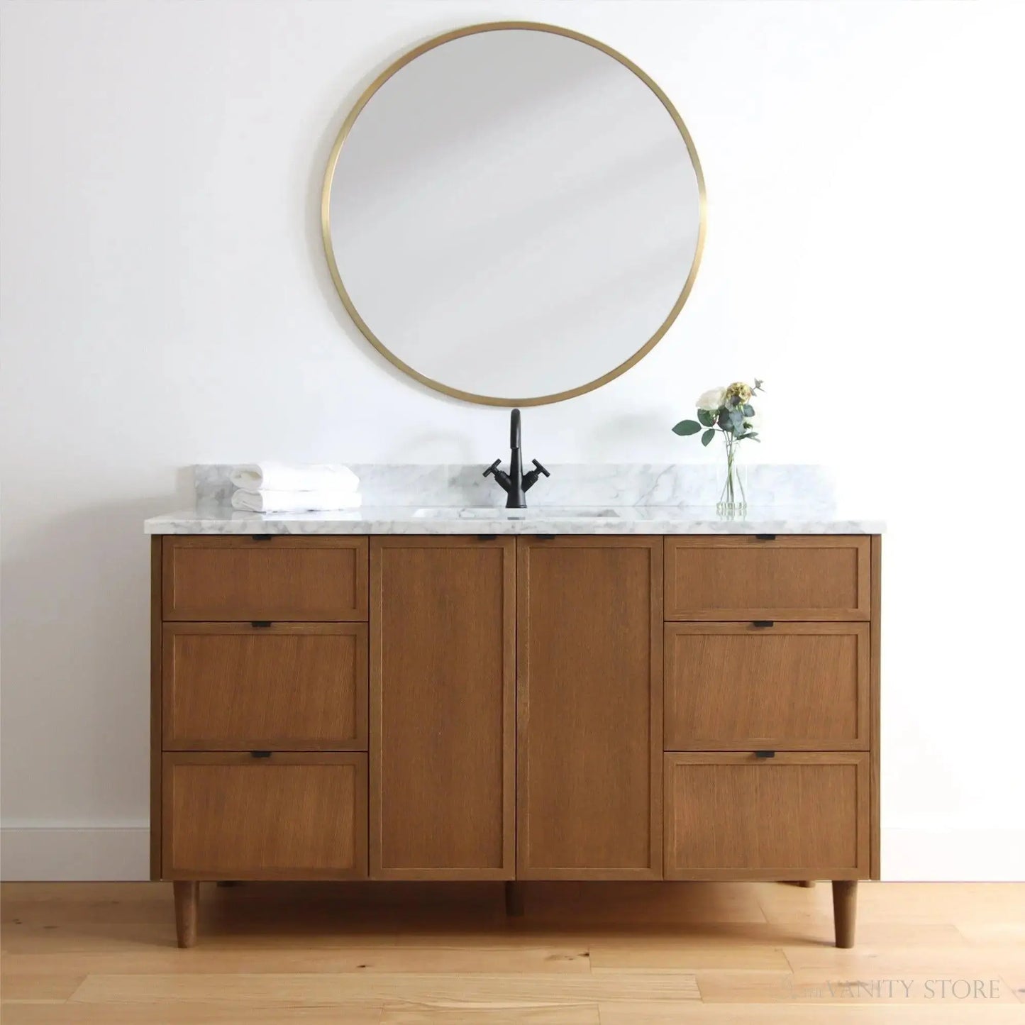 Cape Breton SLIM 60" Mid Century Oak Bathroom Vanity Teodor Bathroom Vanity Canada