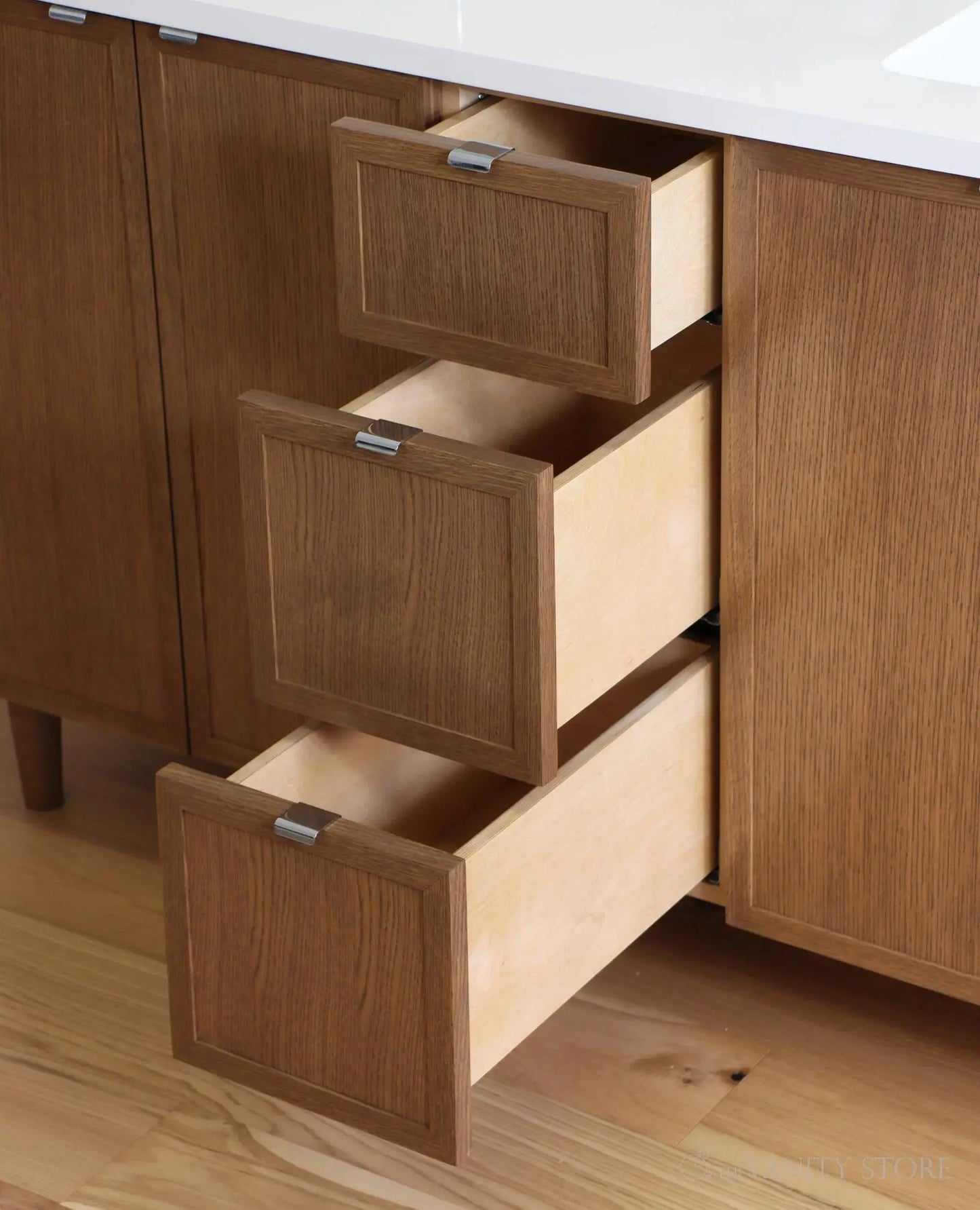 Cape Breton SLIM 60" Mid Century Oak Bathroom Vanity, Double Sink Teodor Bathroom Vanity Canada