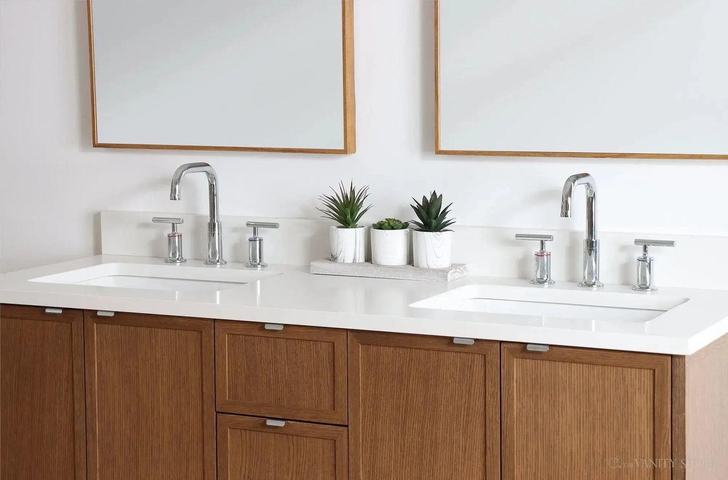 Cape Breton SLIM 60" Mid Century Oak Bathroom Vanity, Double Sink Teodor Bathroom Vanity Canada