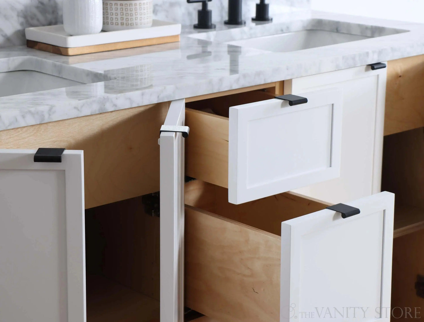 Cape Breton SLIM 60" Satin White Bathroom Vanity, Double Sink Teodor Bathroom Vanity Canada