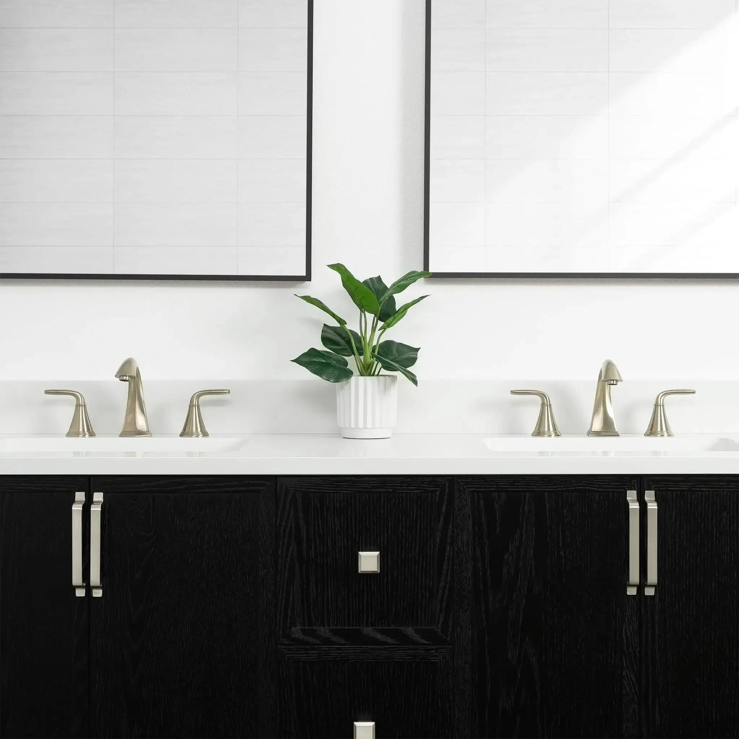 Cape Breton 60" Wall Mount Blackened Oak Bathroom Vanity, Double Sink - Teodor Vanities