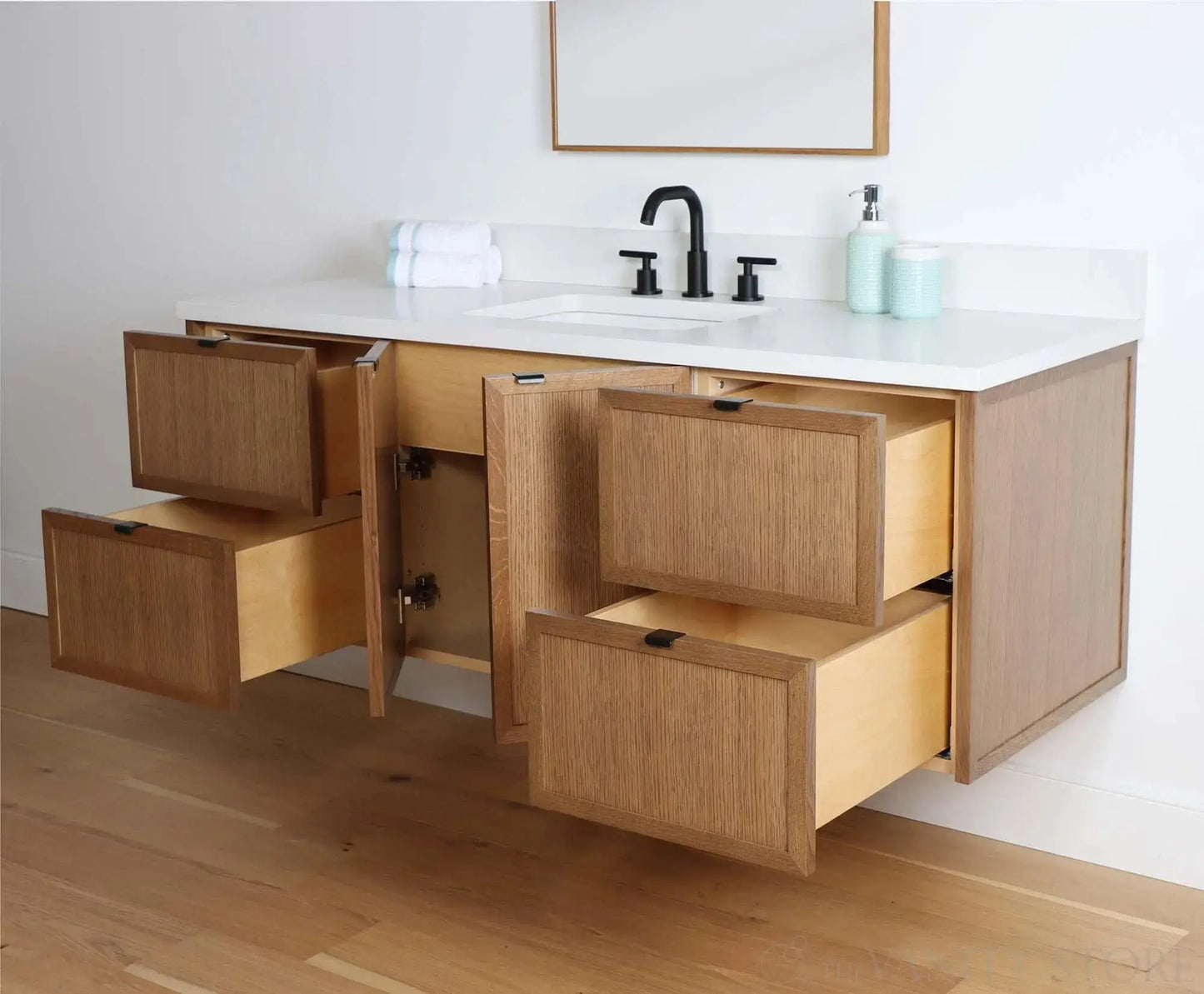 Cape Breton SLIM 60" Wall Mount Mid Century Oak Bathroom Vanity Teodor Bathroom Vanity Canada