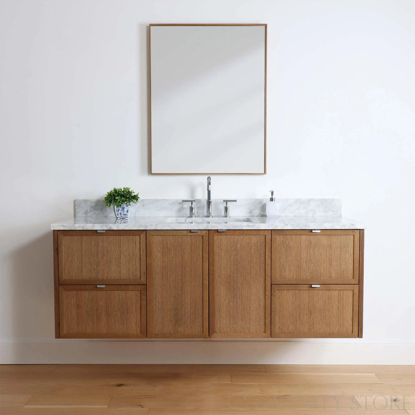Cape Breton SLIM 60" Wall Mount Mid Century Oak Bathroom Vanity Teodor Bathroom Vanity Canada