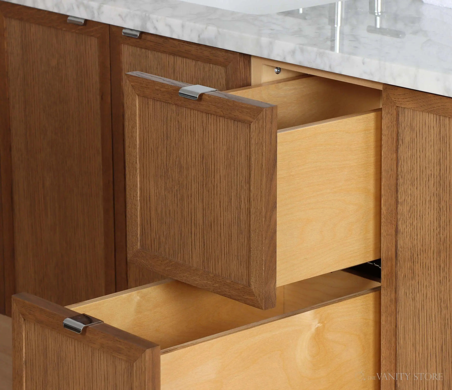 Cape Breton 60" Wall Mount Mid Century Oak Bathroom Vanity, Double Sink - Teodor Vanities