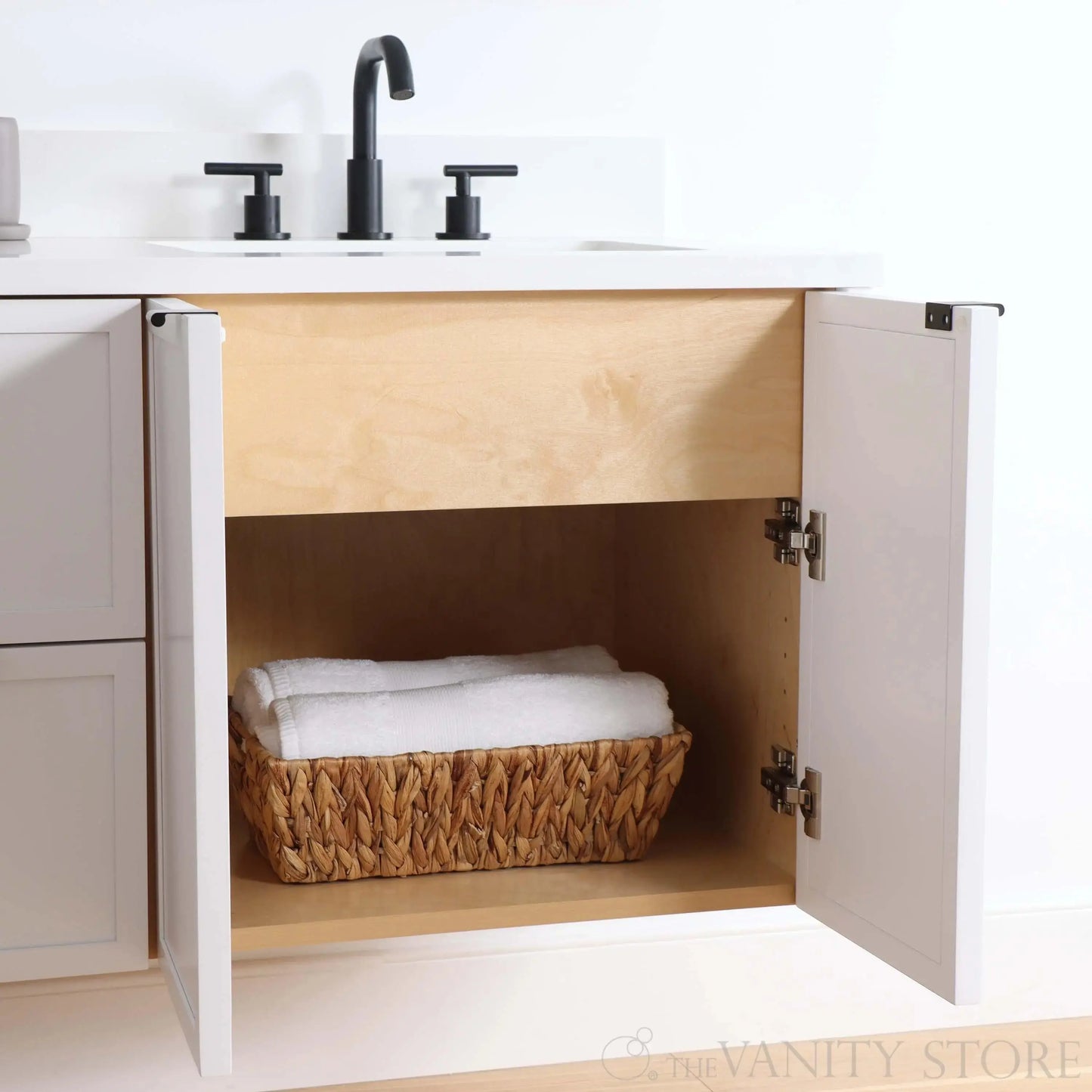 Cape Breton SLIM 60" Wall Mount Satin White Bathroom Vanity, Double Sink Teodor Bathroom Vanity Canada
