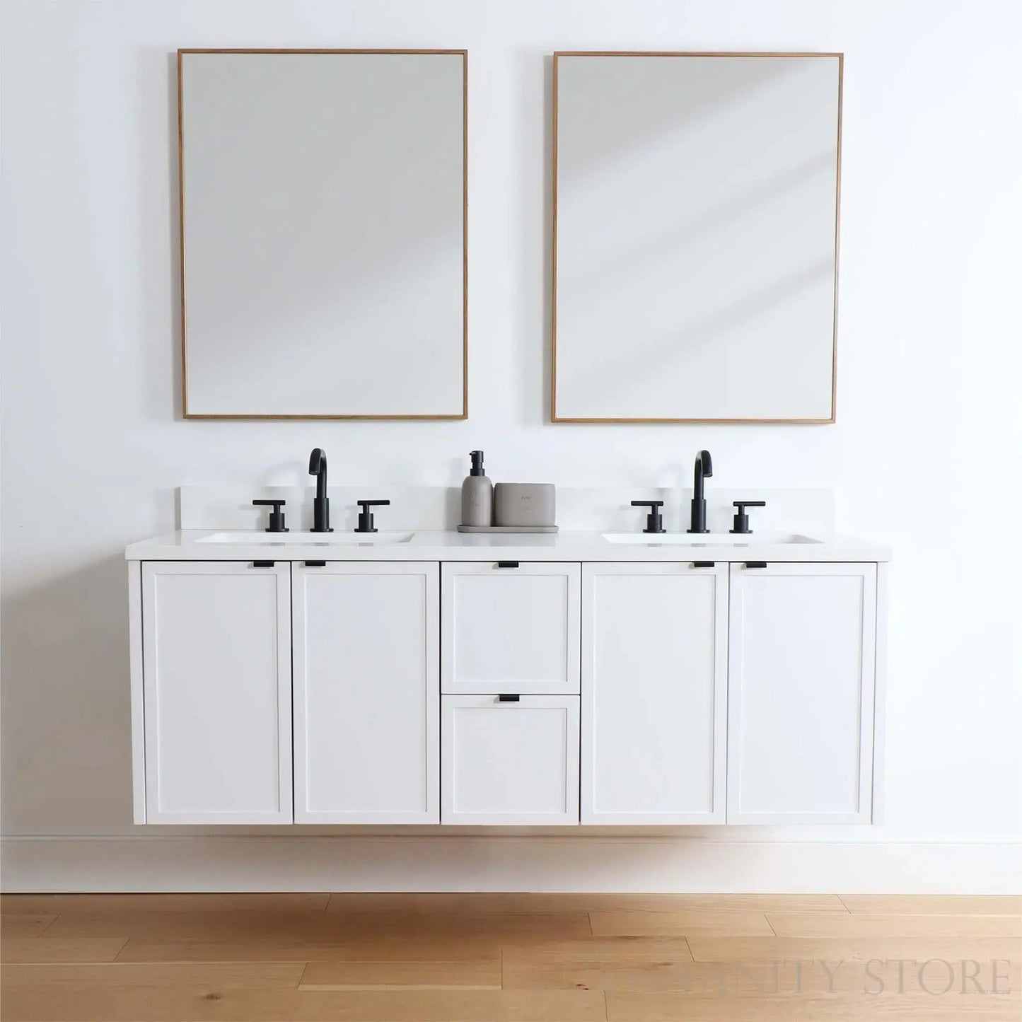 Cape Breton 60", Teodor® Wall Mount Satin White Vanity, Double Sink Teodor Bathroom VanityCanada