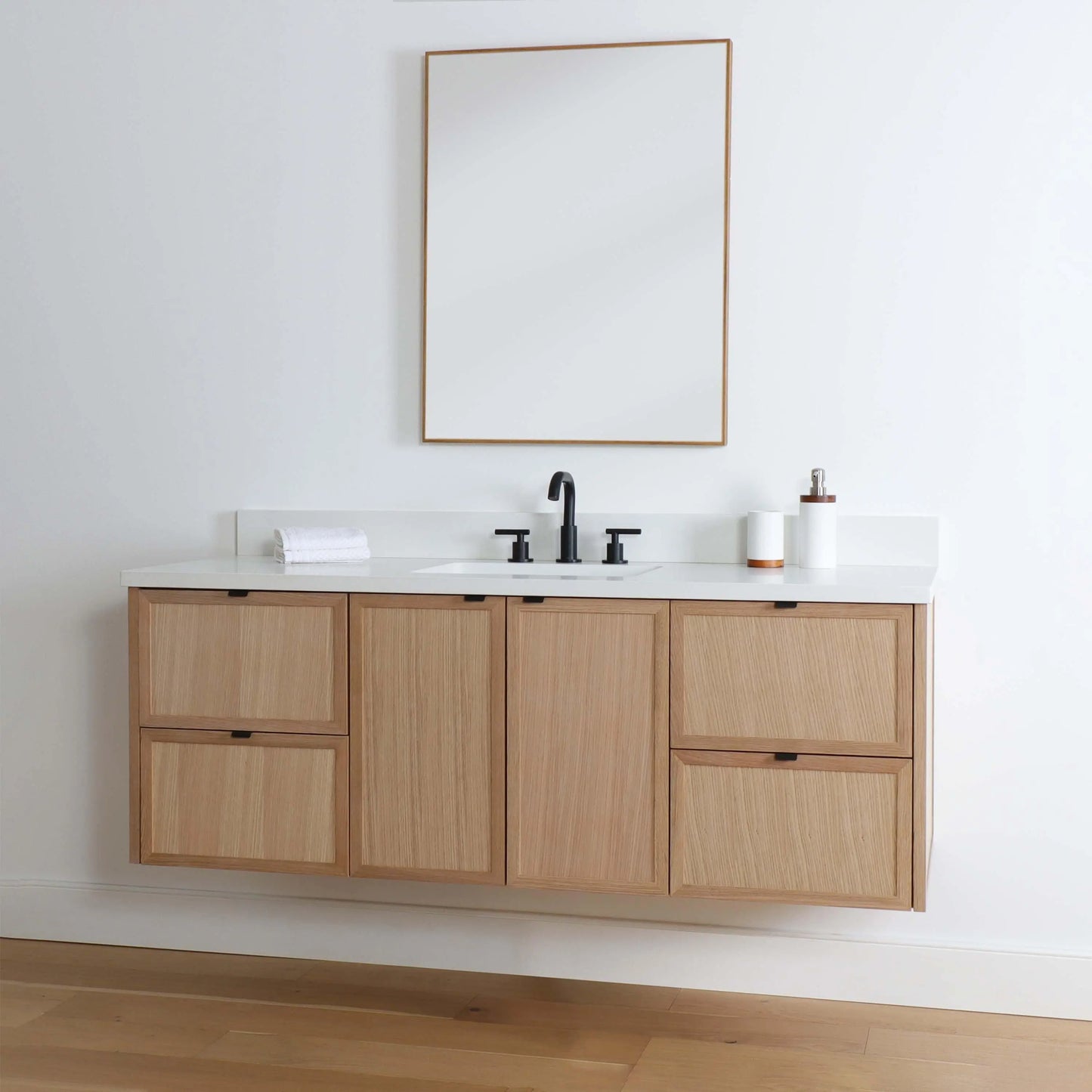 Cape Breton SLIM 60" Wall Mount White Oak Bathroom Vanity