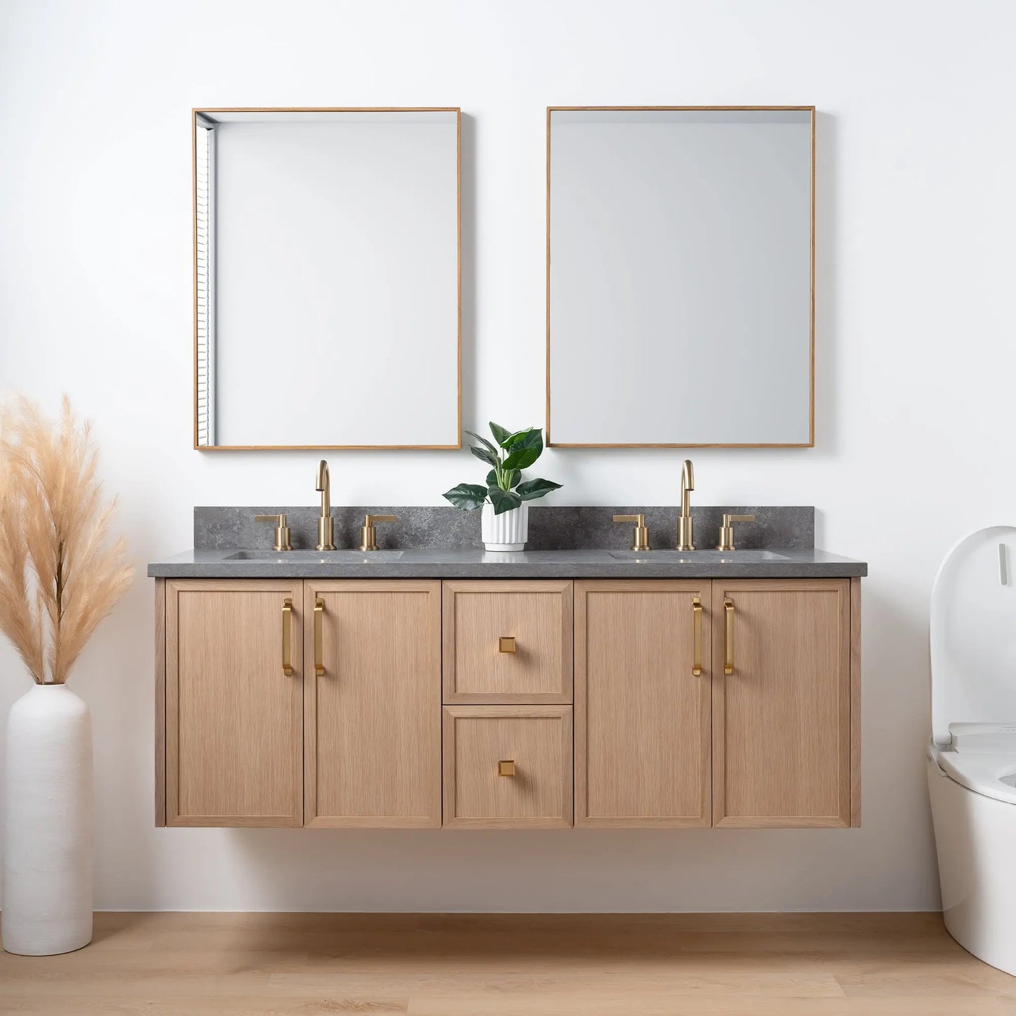 Cape Breton 60", Teodor® Wall Mount White Oak Vanity, Double Sink Teodor Bathroom VanityCanada